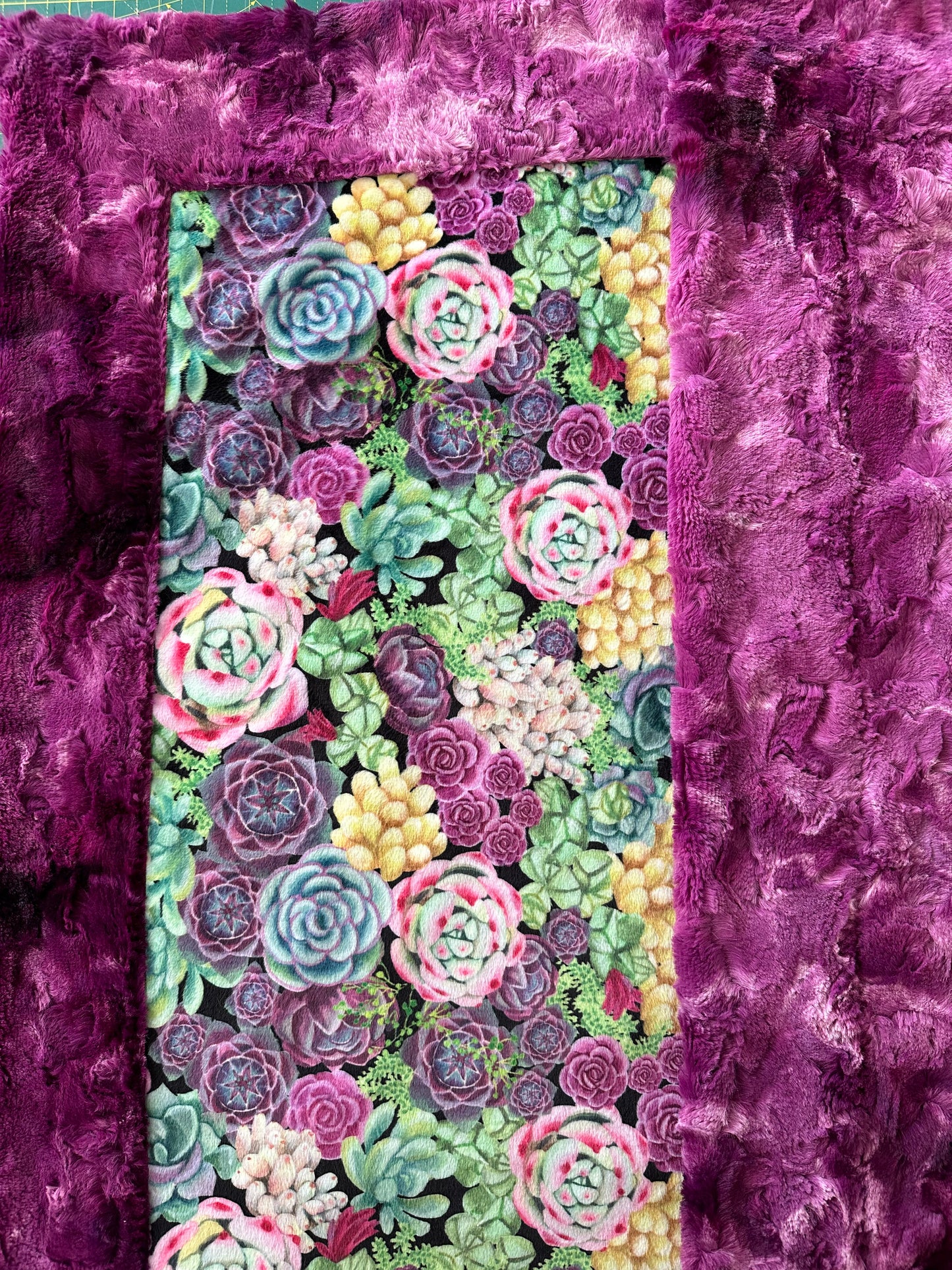 Succulents Peridot on Alex Grapewine Throw/Child/Crib/Baby/Travel Minky Blanket 53x64