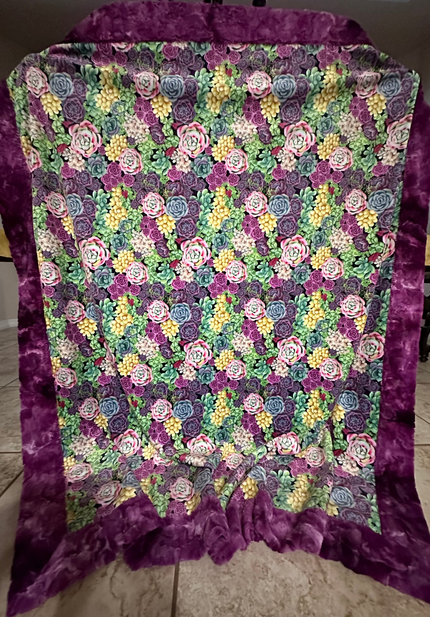 Succulents Peridot on Alex Grapewine Throw/Child/Crib/Baby/Travel Minky Blanket 53x64