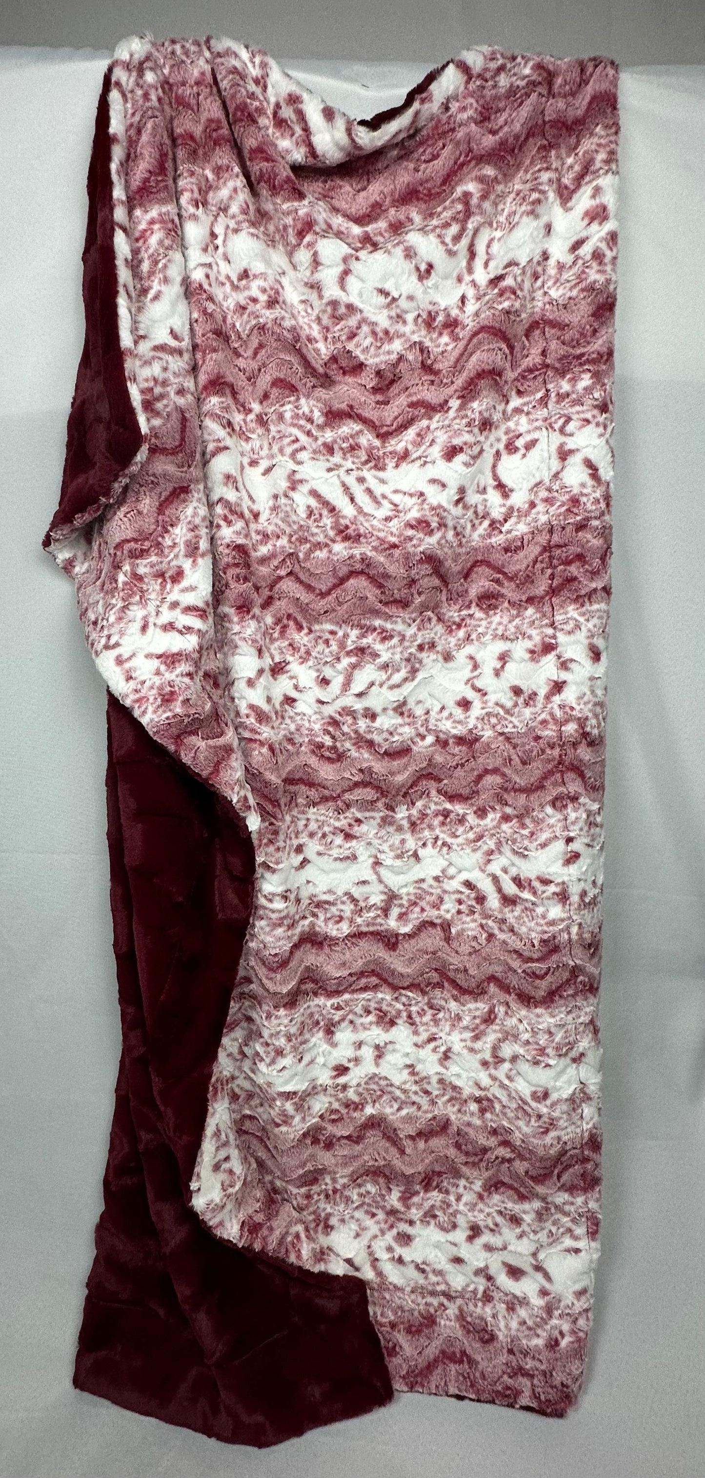 Travel Size Double Minky Blanket - Merlot Snow Owl on Merlot Hide 44x61