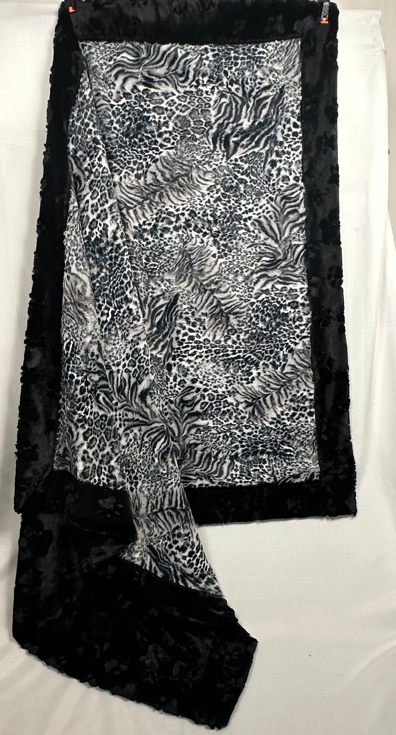 Wild Cat Chromi on Black Paws Luxe Cuddle Double Minky Regular Blanket 51x73