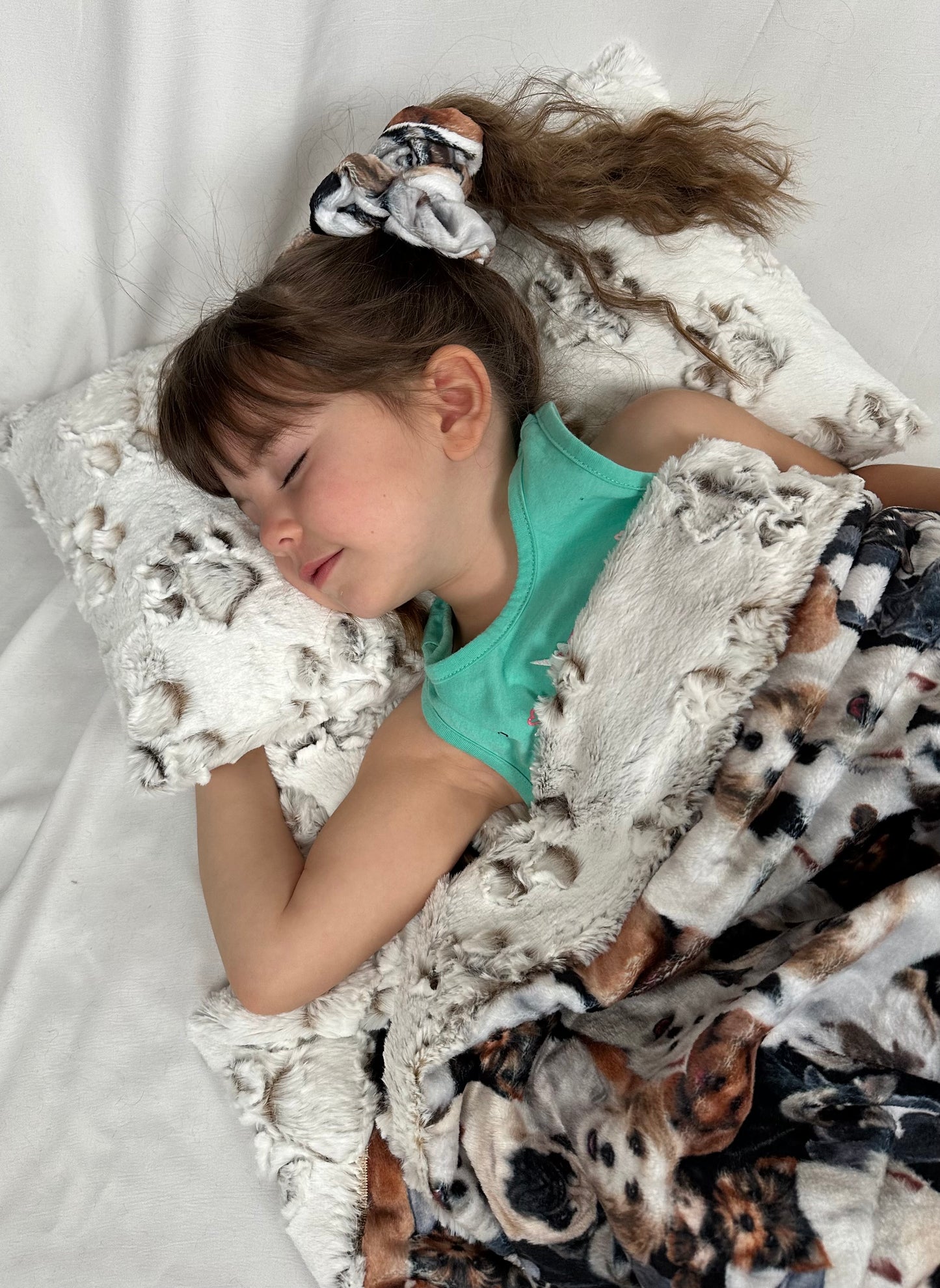 Dogs Pile Beige on Paws Coca Mocha Child or Adult Throw Blanket 38x54 with 13x19 Pillowcase for a 12x18 Size Pillow