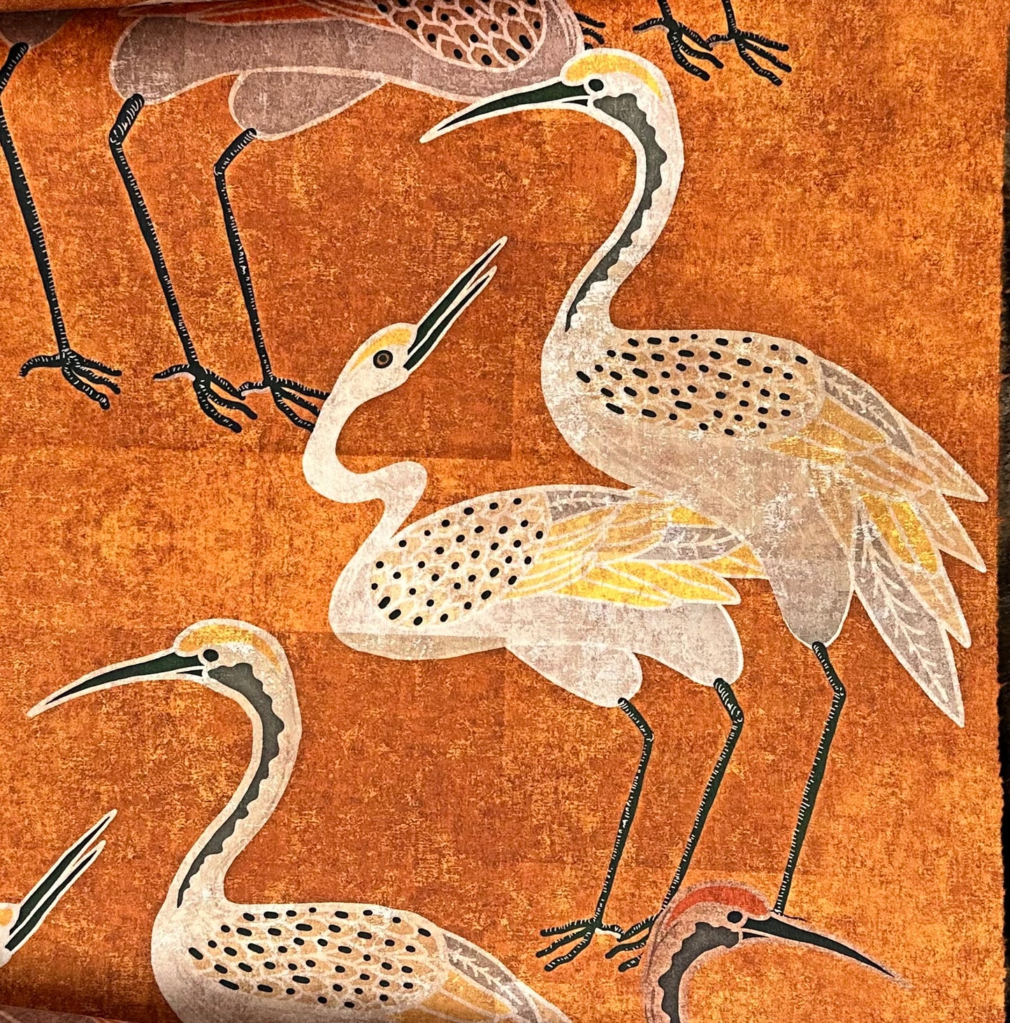 Cranes Golden Hour Festival on Brown Rabbit Tye-Dye Adult Size Blanket 54x77 Spoonflower Quality