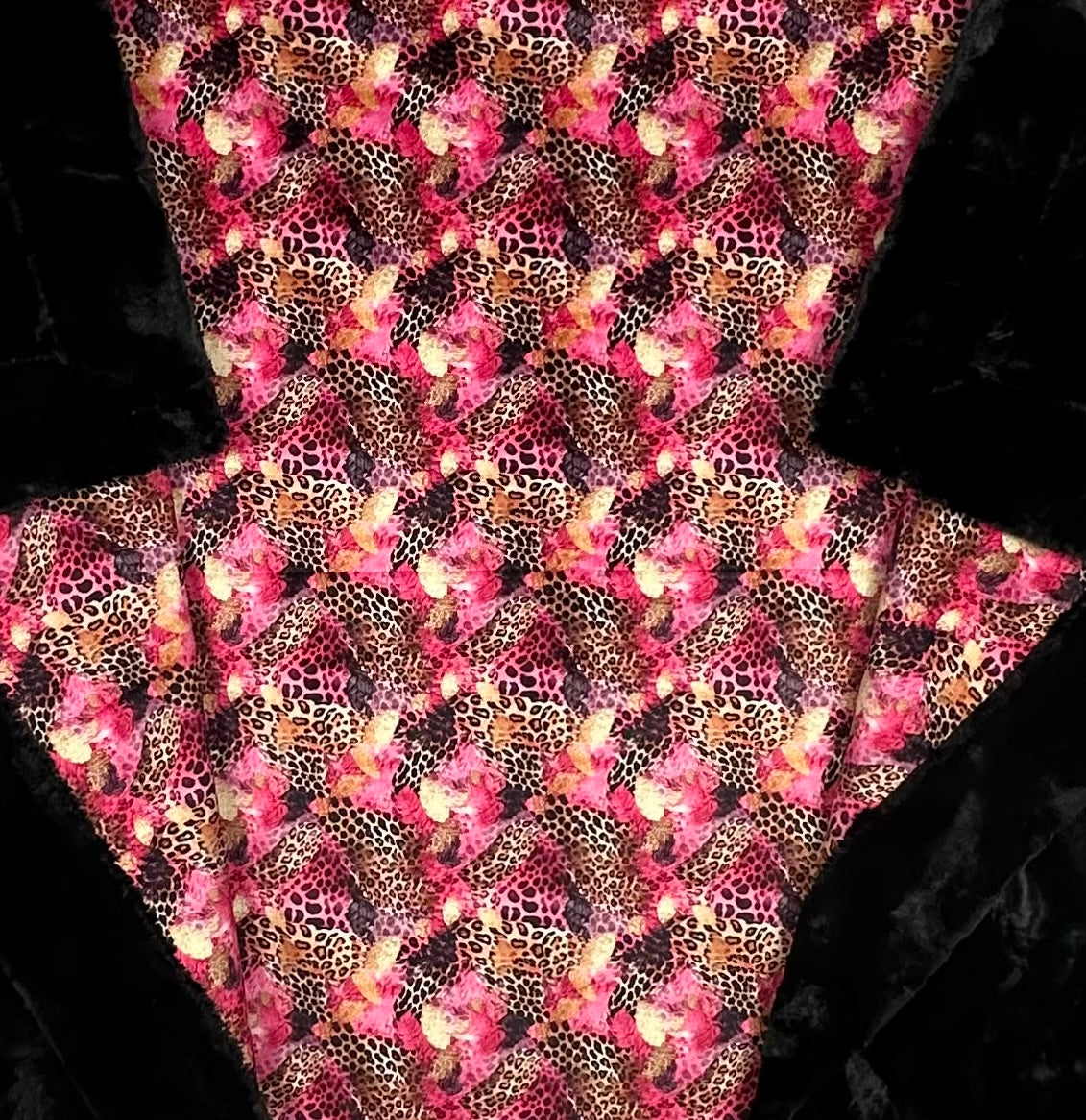 Leopard Pink and Gold on Black Mirage Luxe 36x60 Throw/Travel Blanket