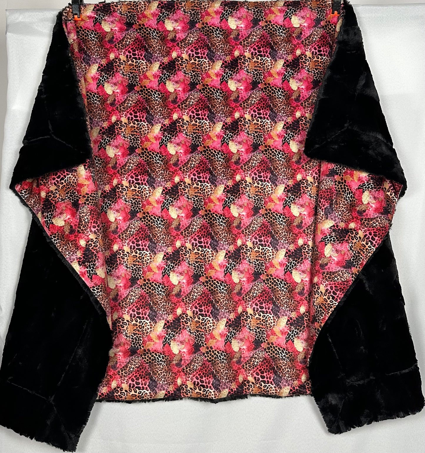 Leopard Pink and Gold on Black Mirage Luxe 36x60 Throw/Travel Blanket