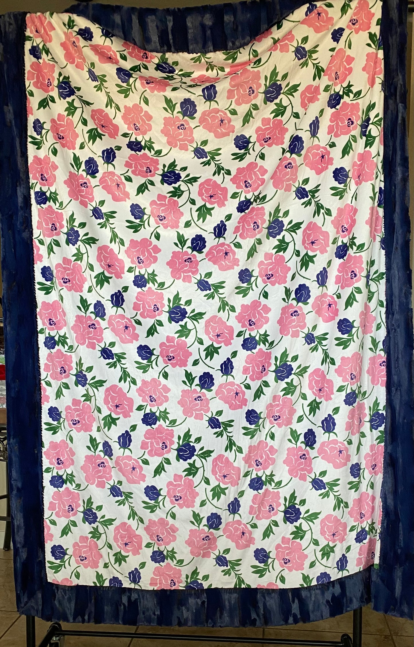 Rosegarden Snow on Twilight Forest Fox Minky Blanket - Adult Large 53x75