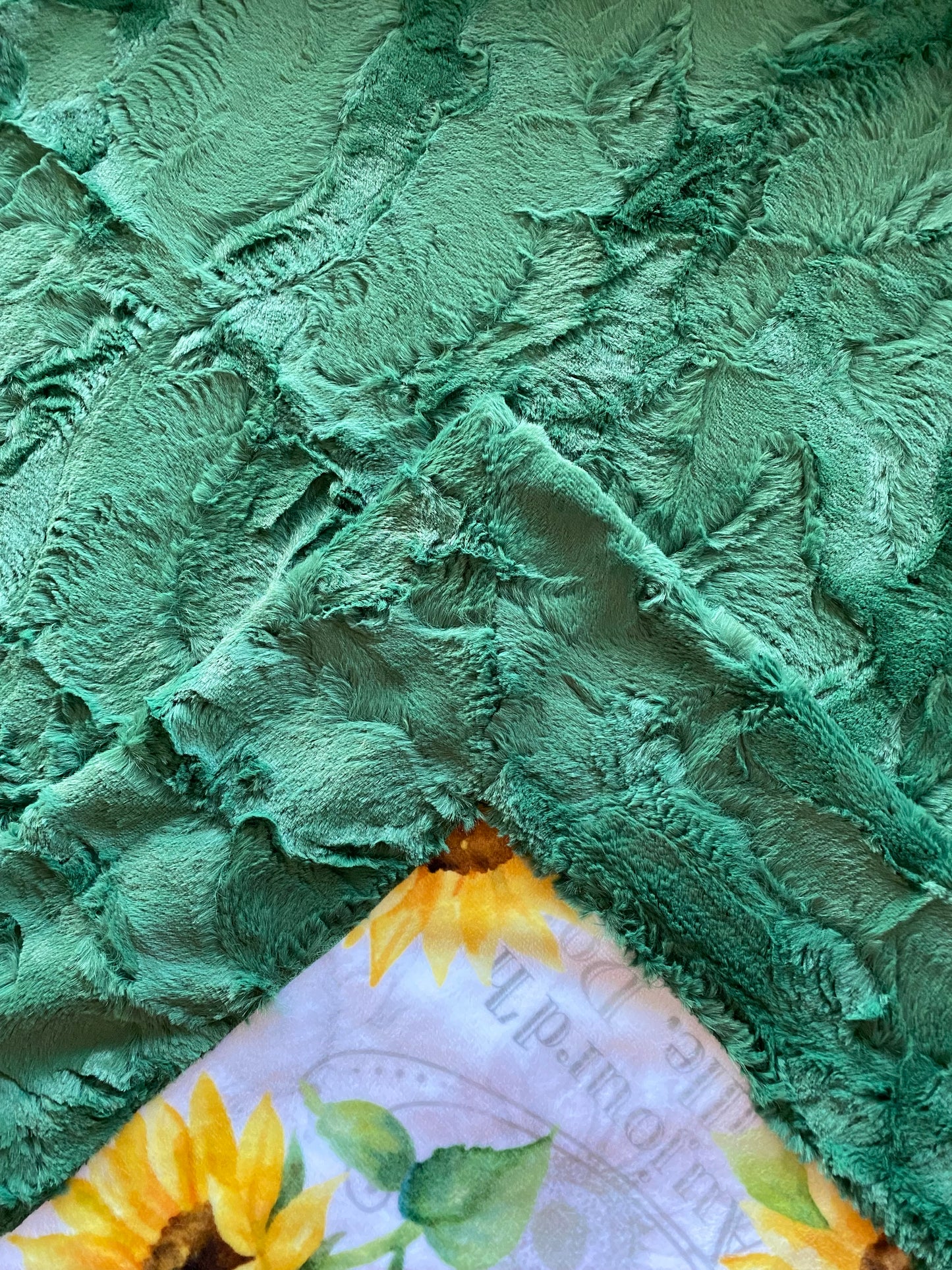 French Flowers Sunflowers on Evergreen Hide Throw Minky Blanket - Soft and Cozy Texture - 54x63