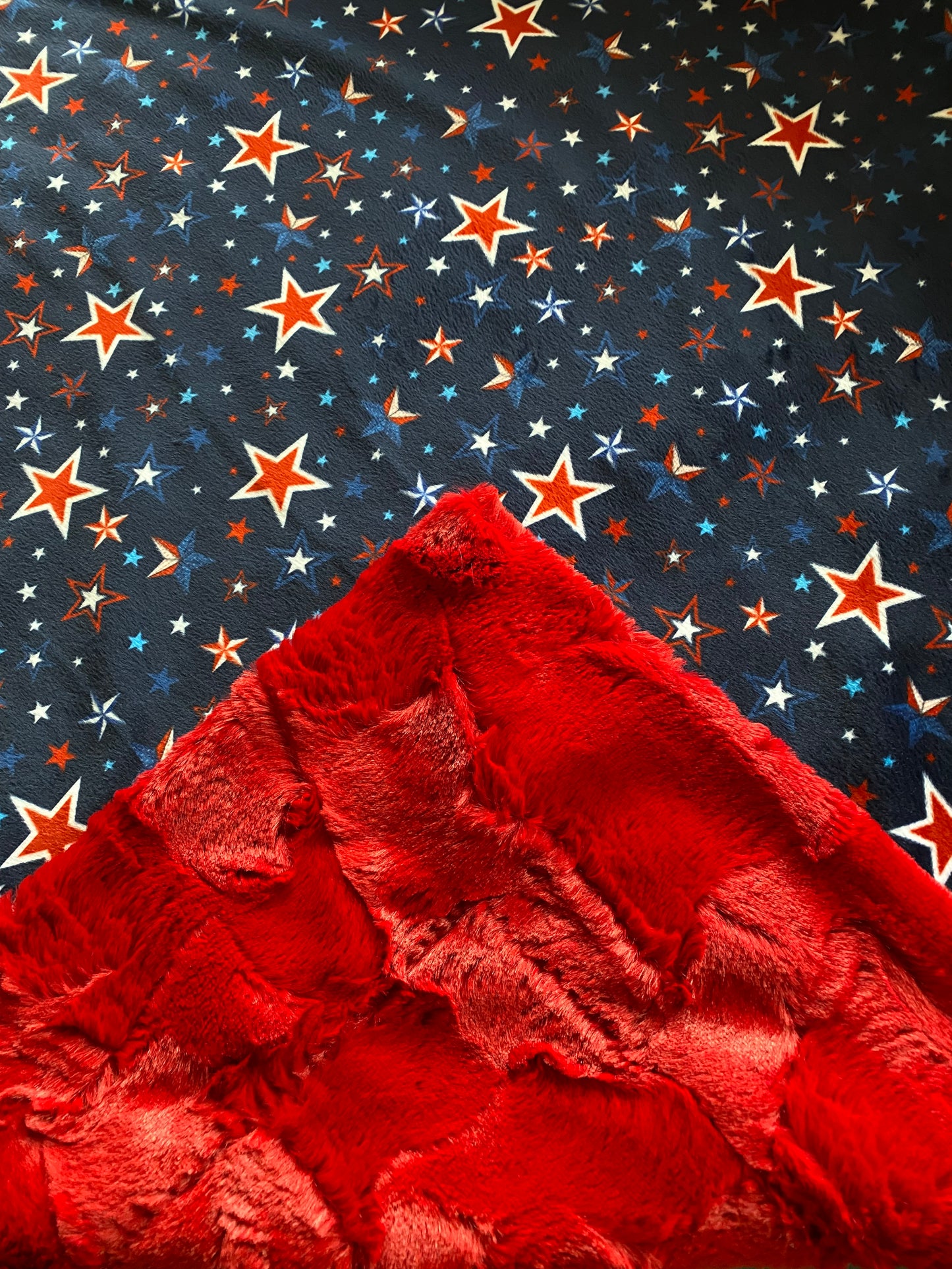 Fourth of July on Scarlet Red Hide Minky Blanket Throw - Patriotic Design - 52x62