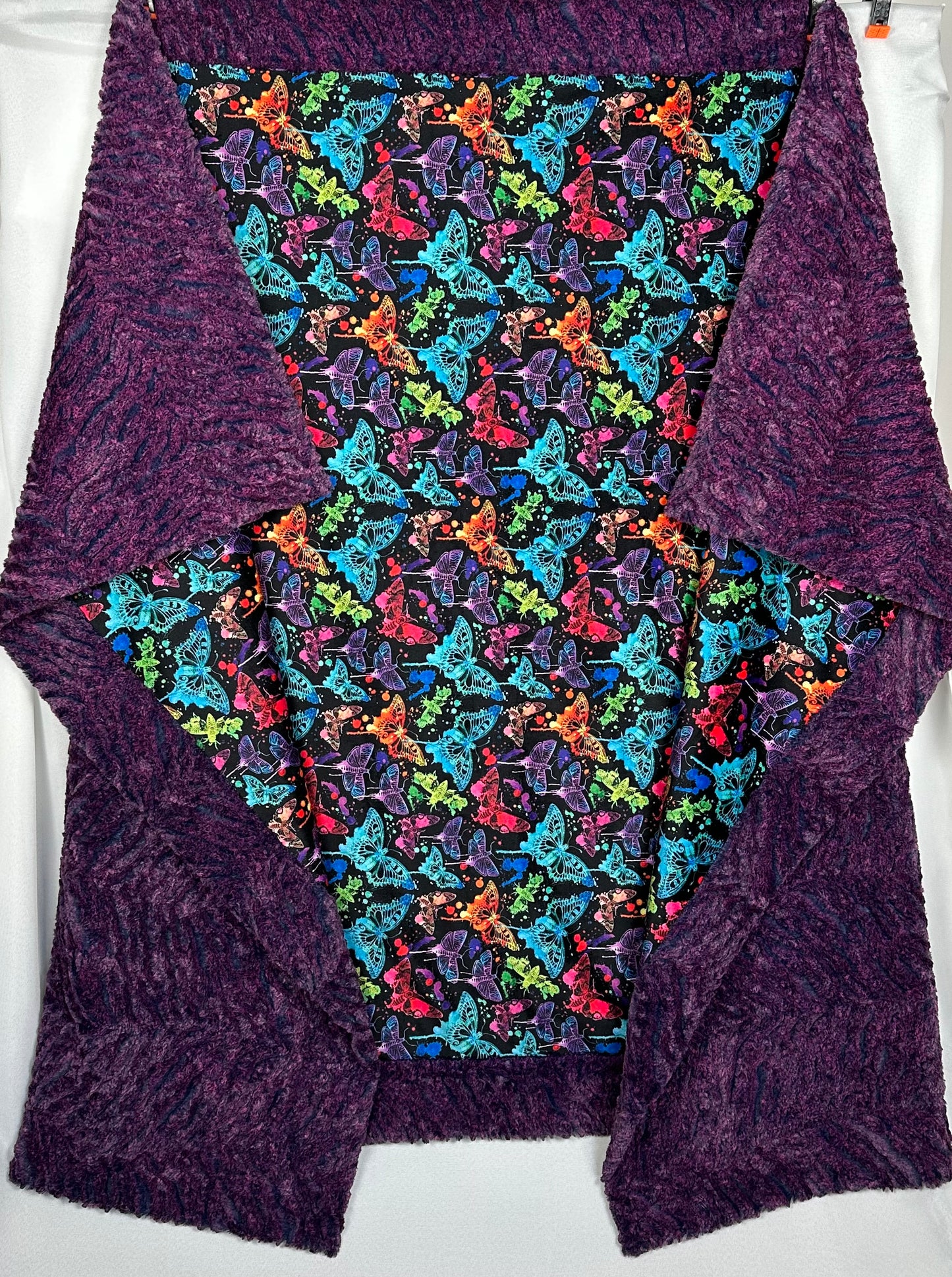 Neon Butterflies on Heather Zebra Dewberry Large Blanket 53x78 Spoonflower Quality