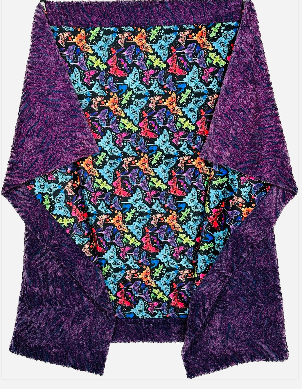 Neon Butterflies on Heather Zebra Dewberry Large Blanket 53x78 Spoonflower Quality