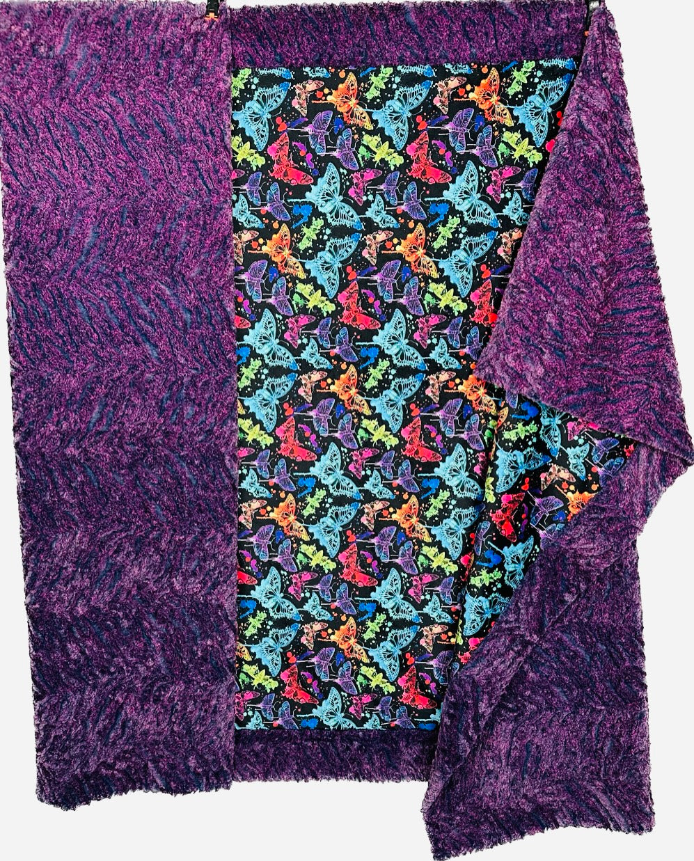 Neon Butterflies on Heather Zebra Dewberry Large Blanket 53x78 Spoonflower Quality