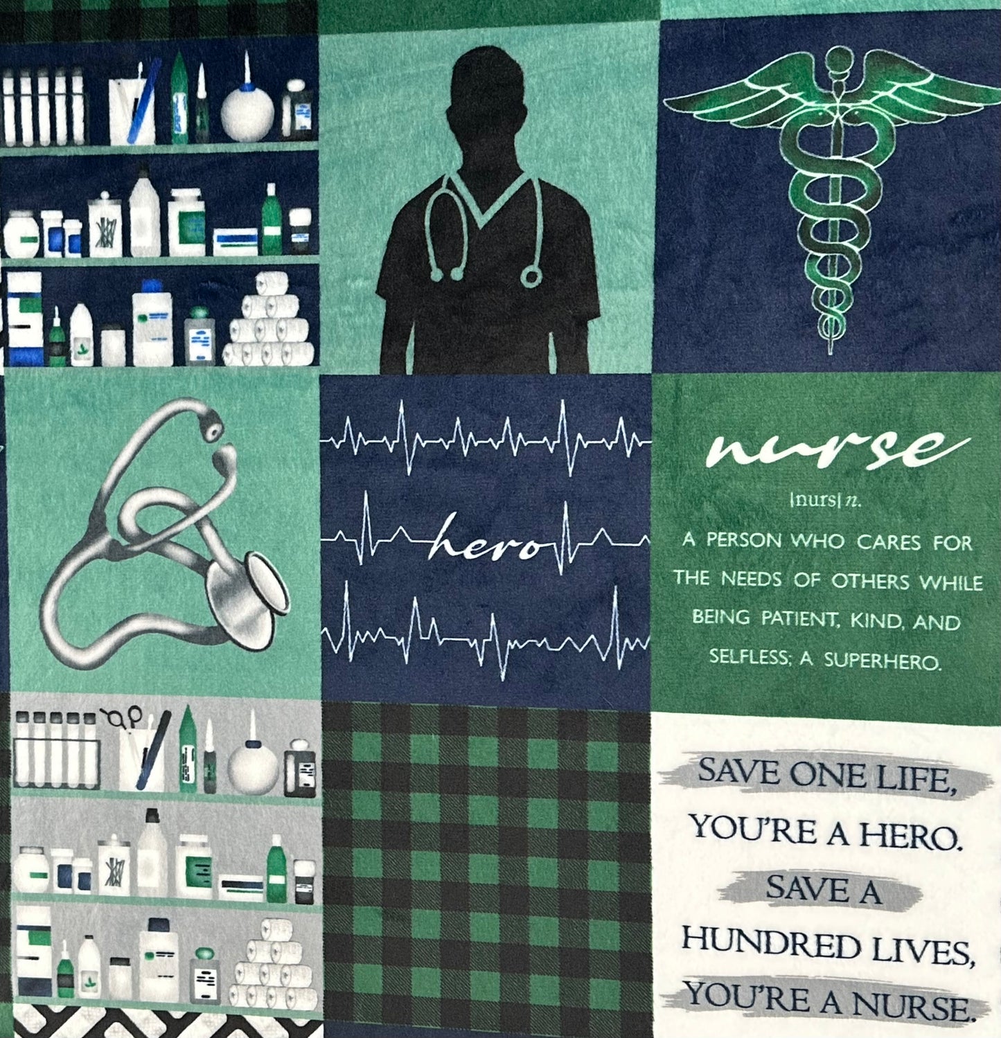 RN Nurse on Heather Zebra Evergreen Large Blanket 53x78 Spoonflower Quality