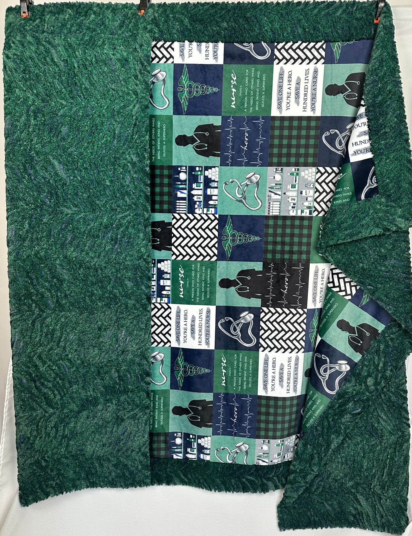 RN Nurse on Heather Zebra Evergreen Large Blanket 53x78 Spoonflower Quality
