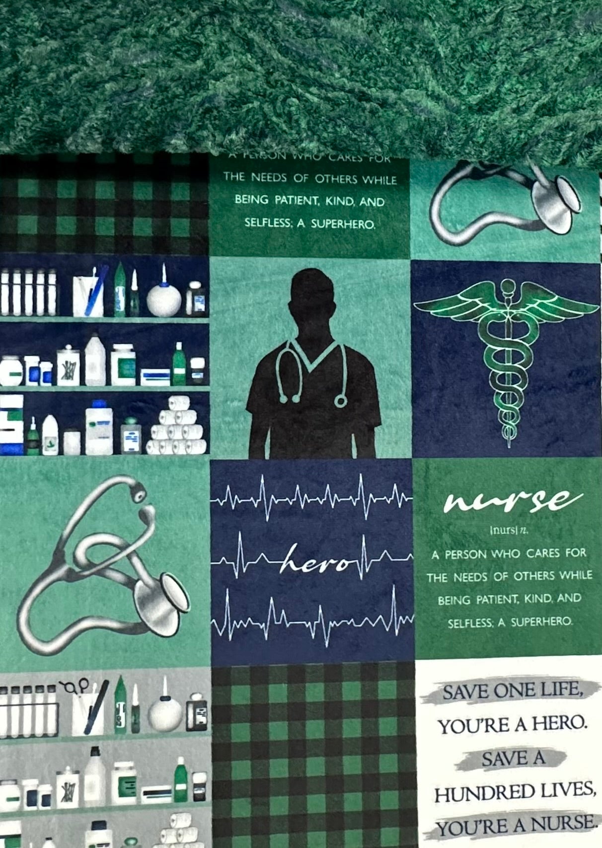 RN Nurse on Heather Zebra Evergreen Large Blanket 53x78 Spoonflower Quality