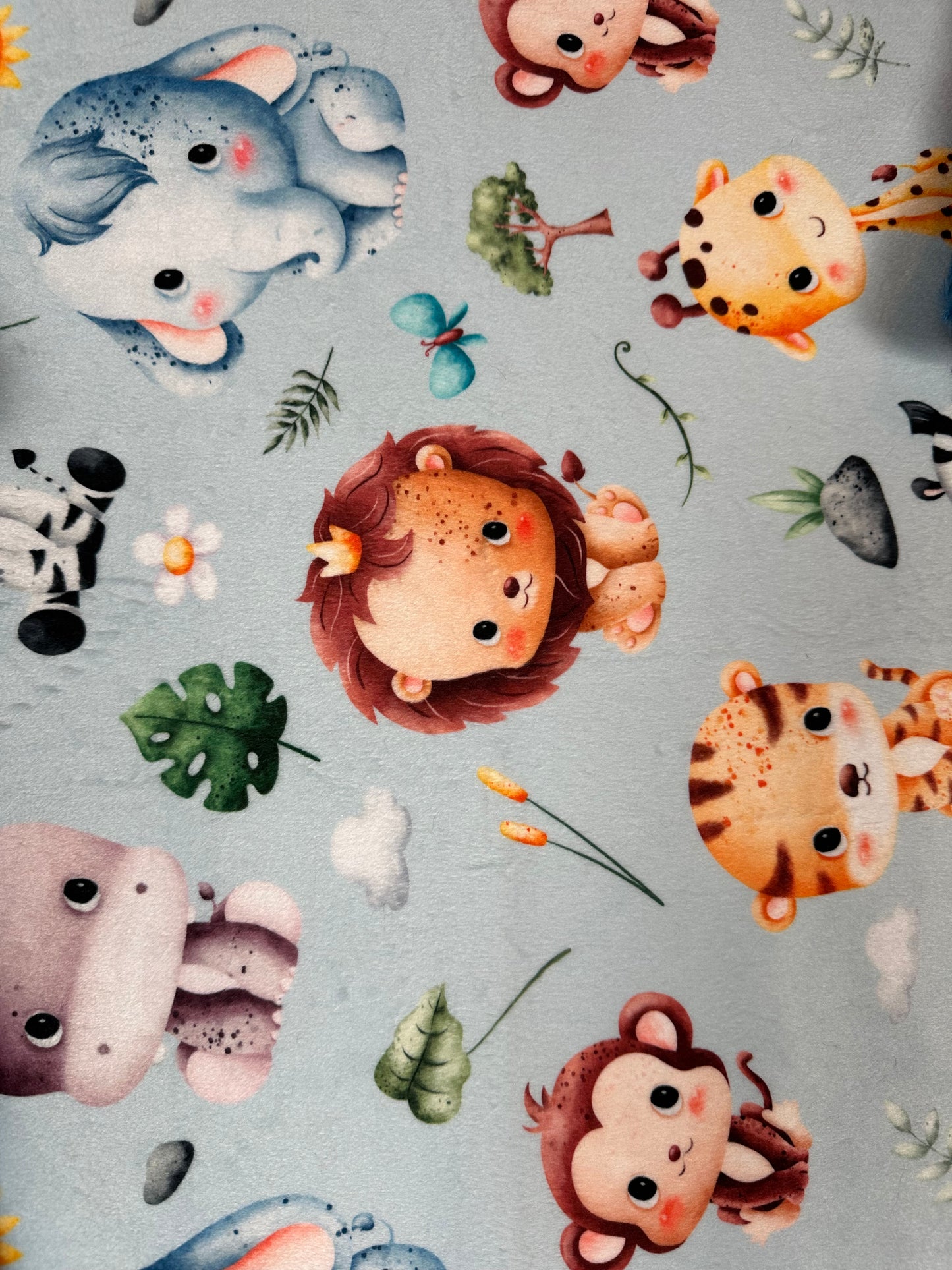 Safari animal Nursery on Blue Luxe Galaxy Baby Blanket Set 34x44 Blanket, 17x26 Lovey, 13x17 Pillowcase