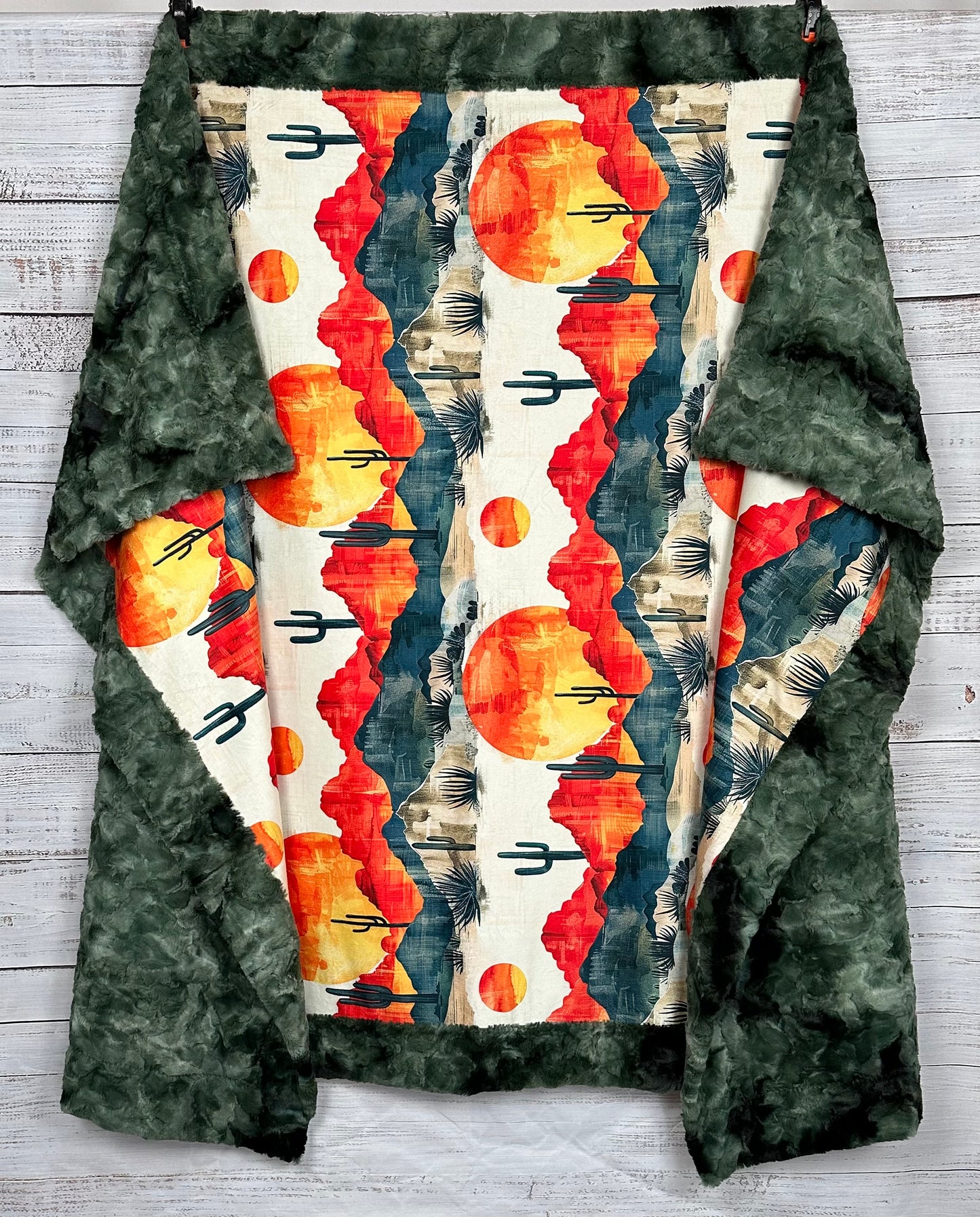 Arizona Landscape on Camo Luxe Large 55x79 Minky Blanket
