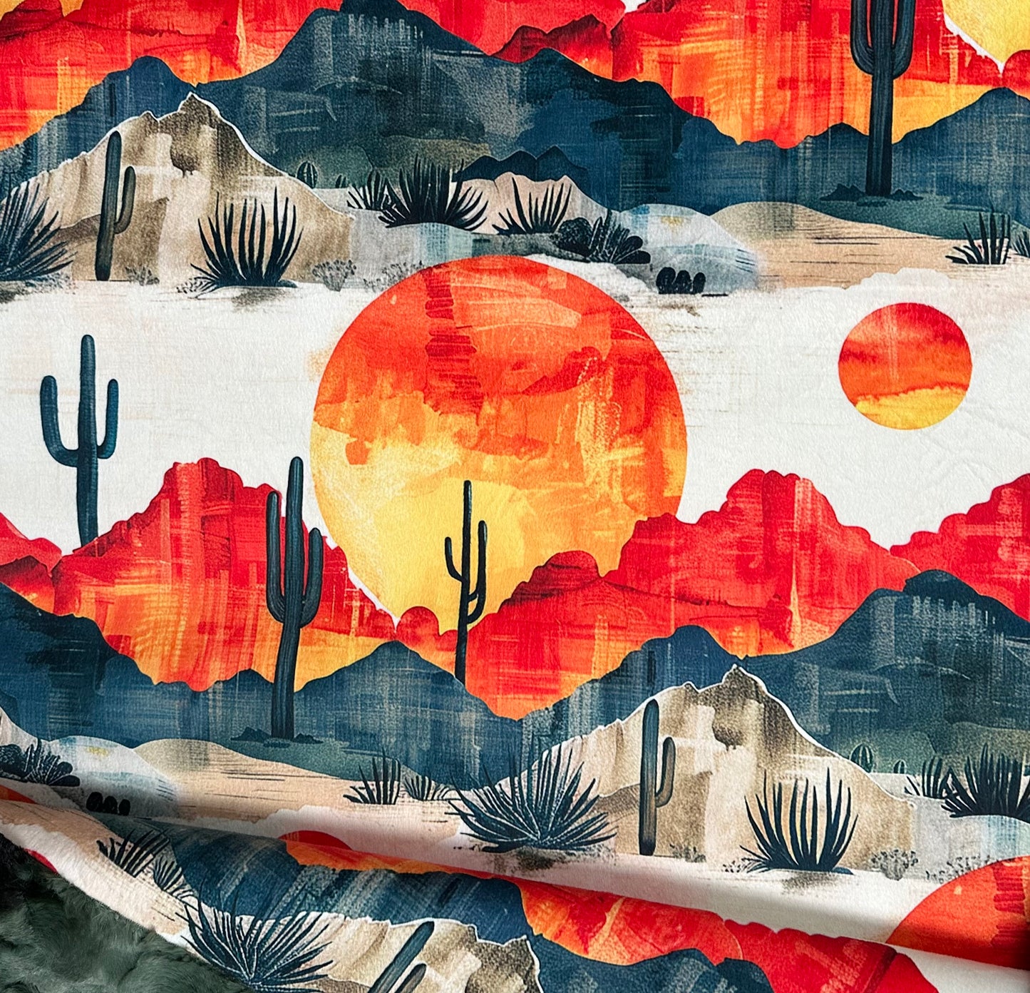 Arizona Landscape on Camo Luxe Large 55x79 Minky Blanket