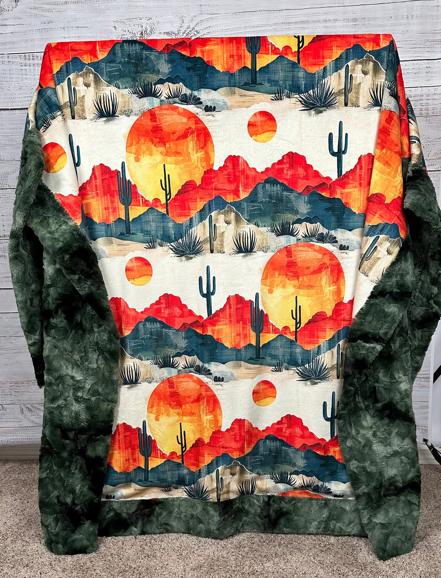 Arizona Landscape on Camo Luxe Large 55x79 Minky Blanket