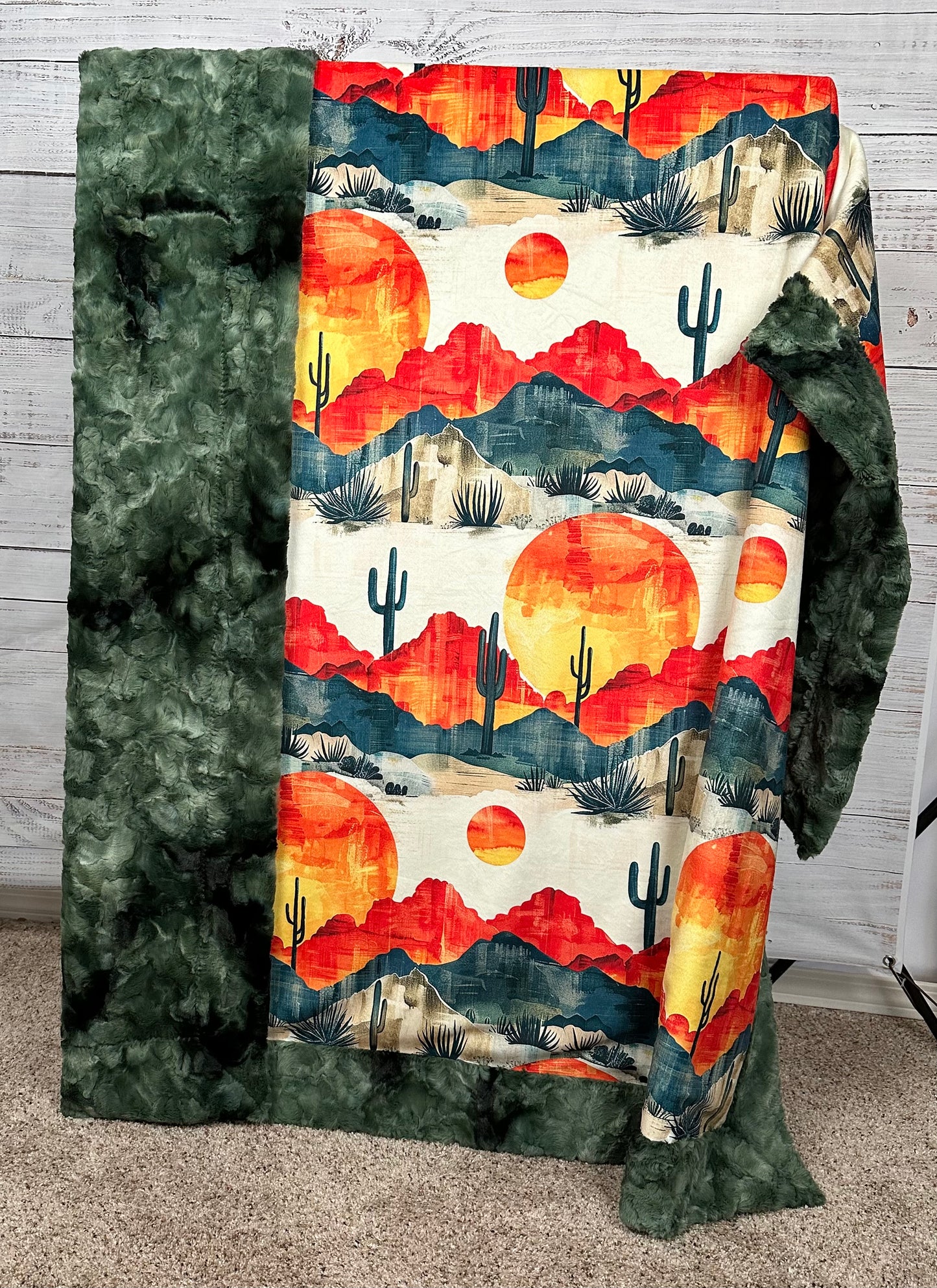 Arizona Landscape on Camo Luxe Large 55x79 Minky Blanket