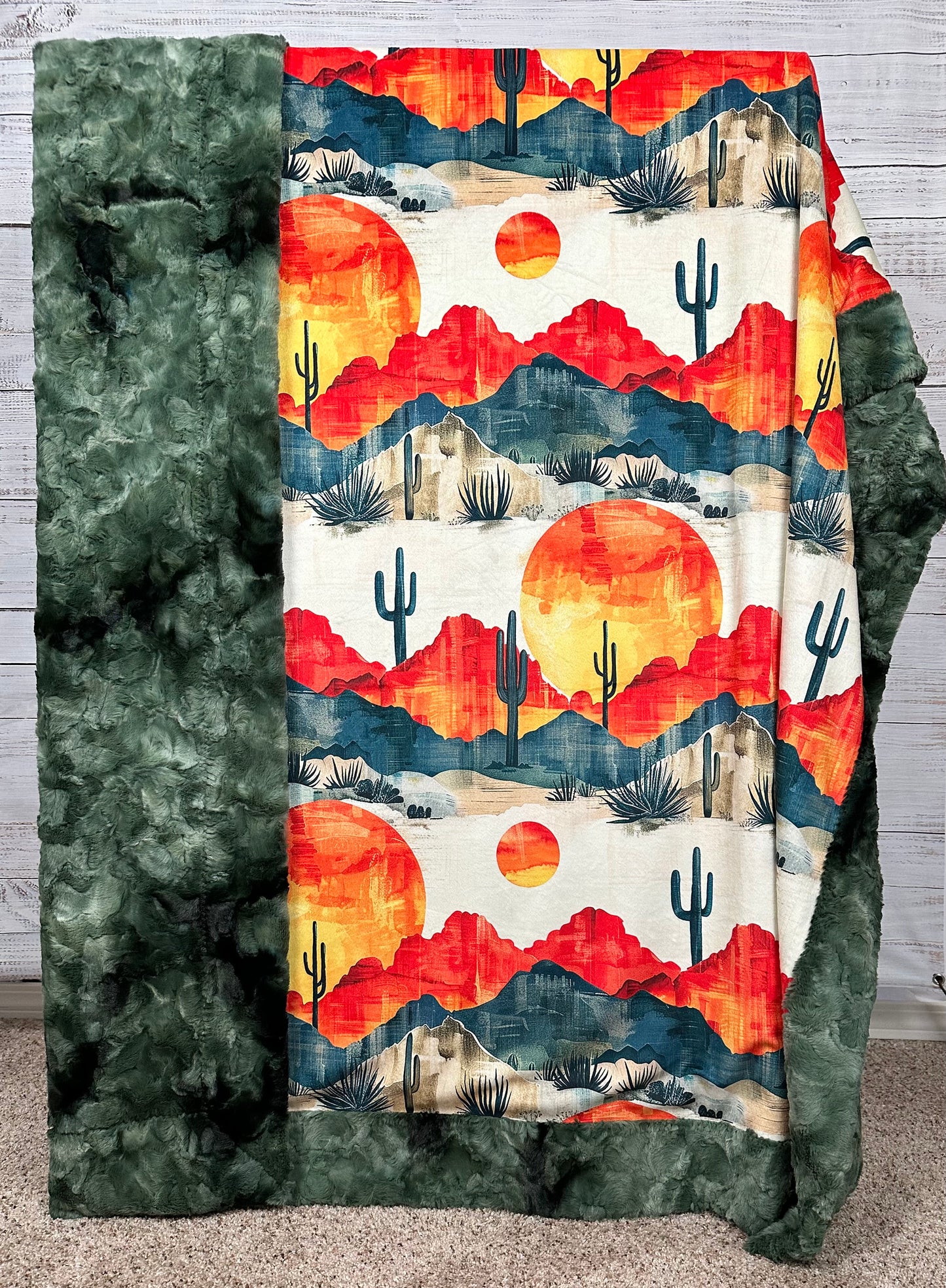 Arizona Landscape on Camo Luxe Large 55x79 Minky Blanket