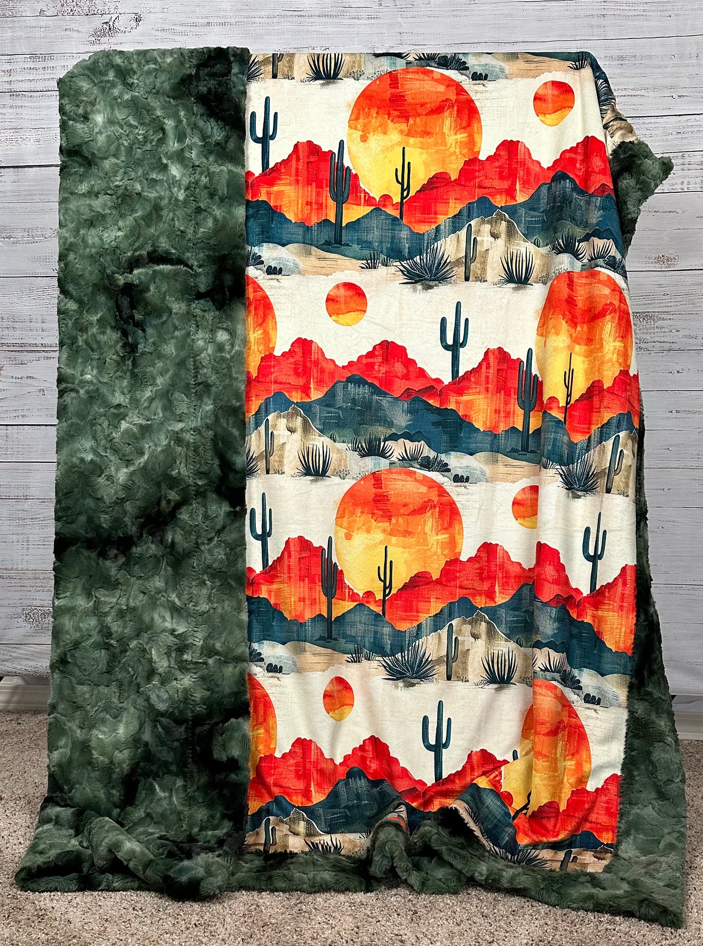 Arizona Landscape on Camo Luxe Large 55x79 Minky Blanket