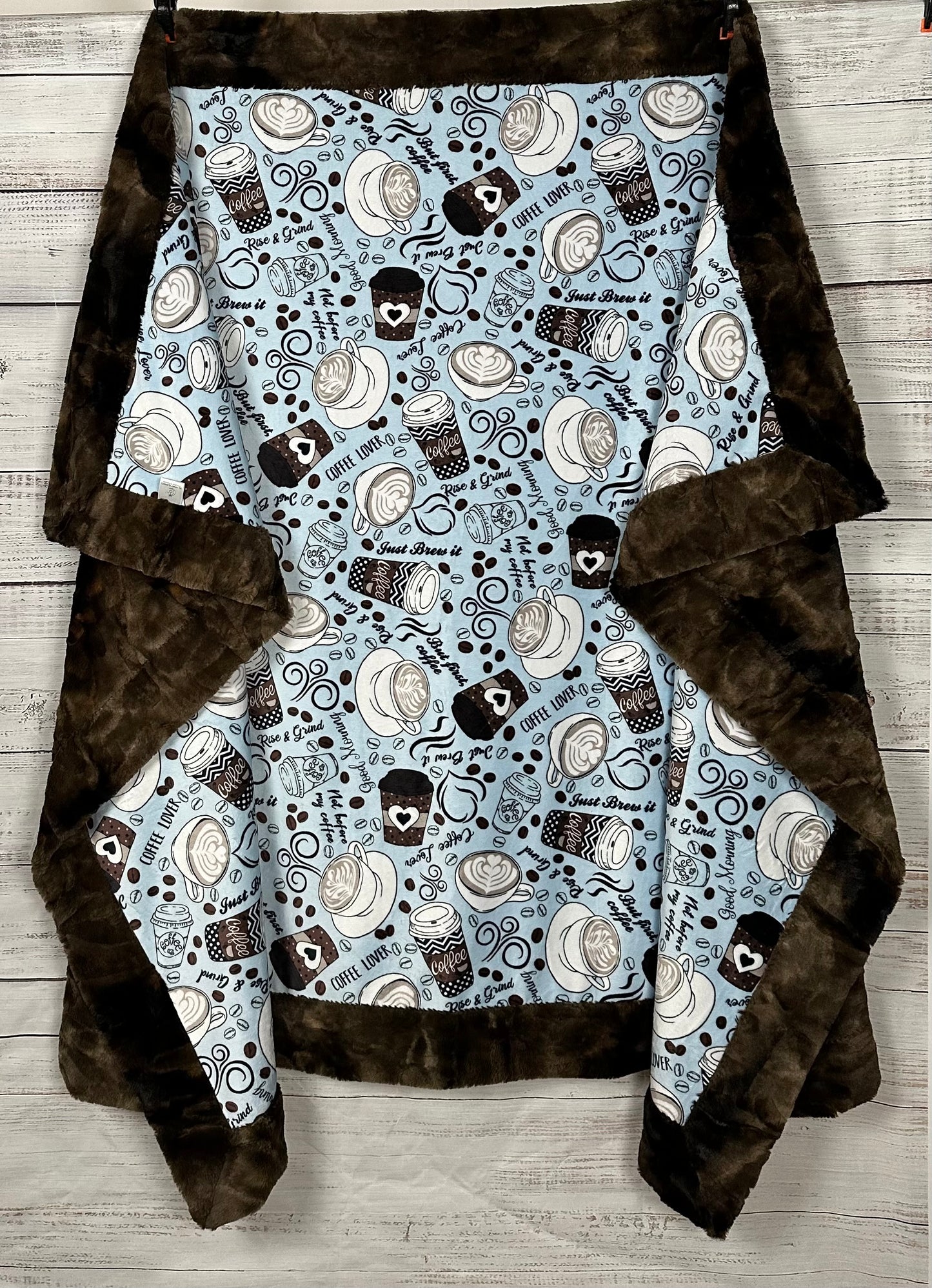 Rise & Grind Brown Rabbit Tie-Dye Adult X-Large Minky Blanket 53x81