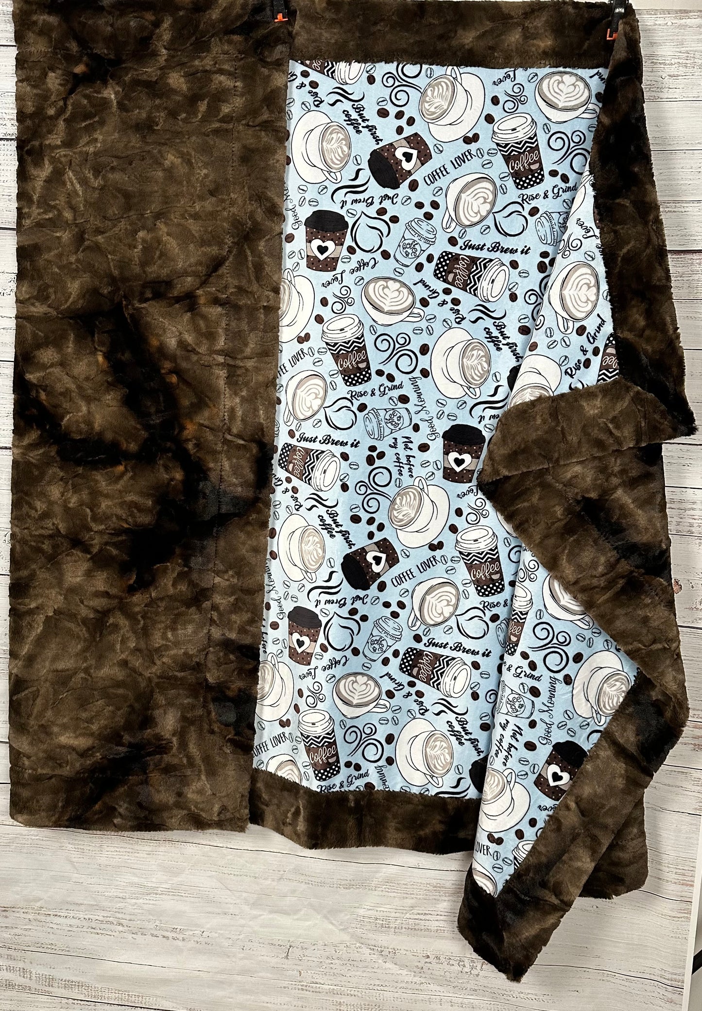 Rise & Grind Brown Rabbit Tie-Dye Adult X-Large Minky Blanket 53x81