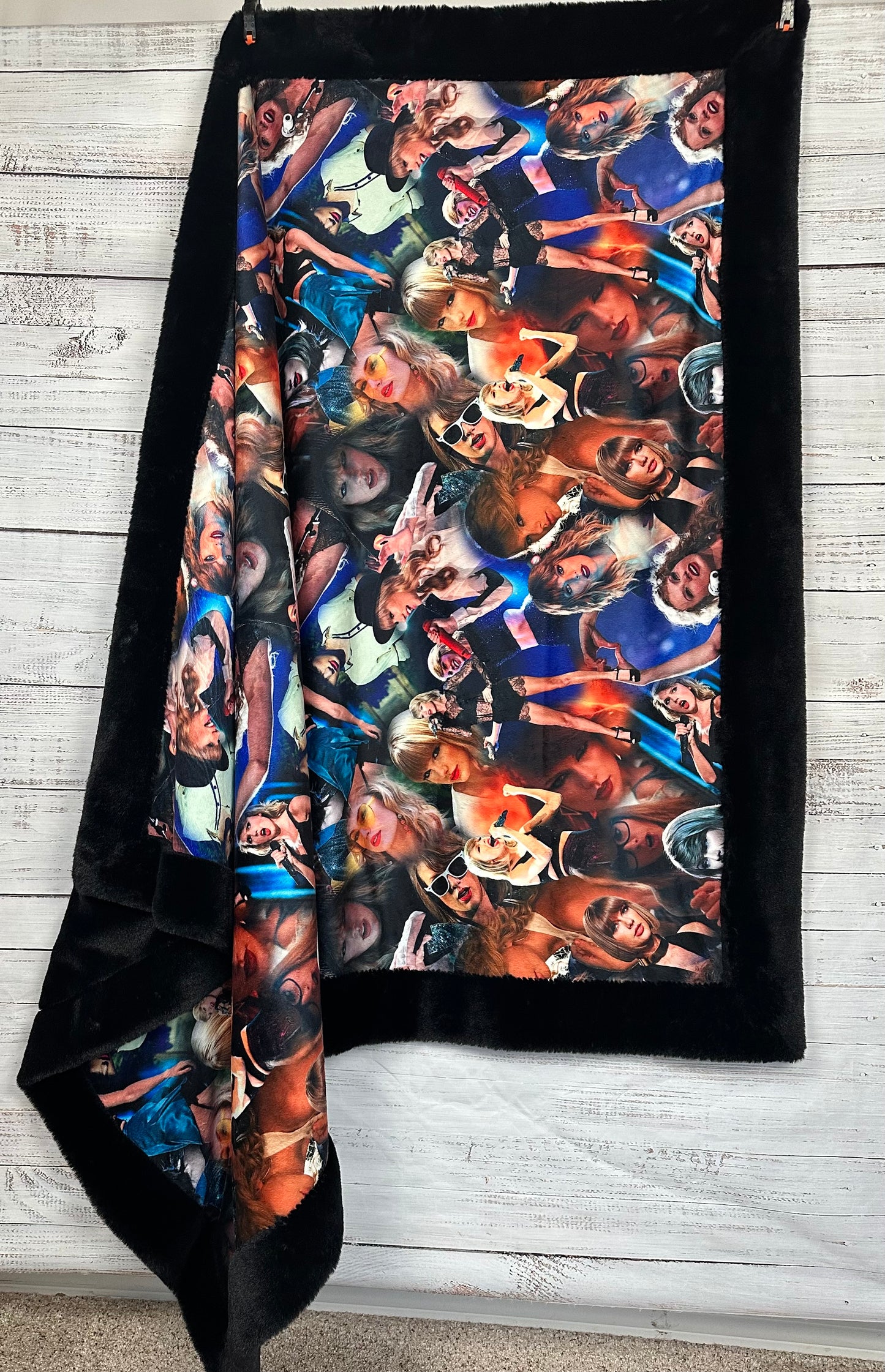 Ta-Ta on Black Seal Luxe Large 55x79 Minky Blanket