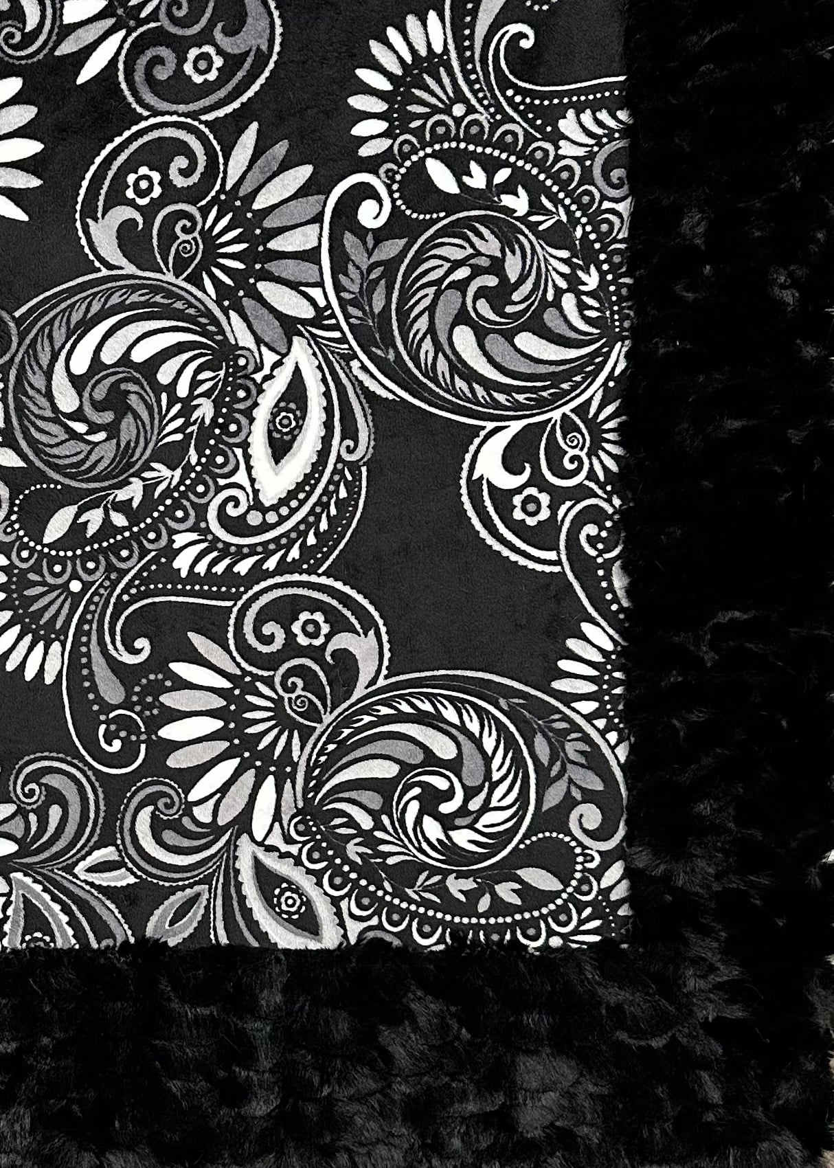 Paisley Black on Florence Luxe X-Long 51x90 Minky Blanket
