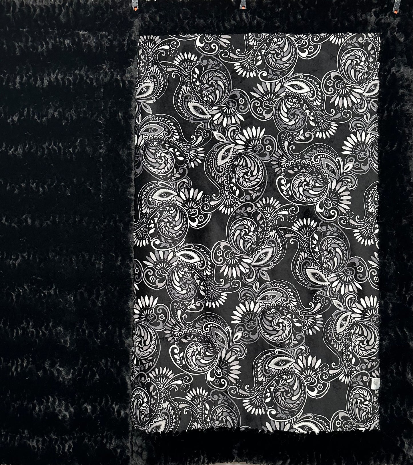 Paisley Black on Florence Luxe X-Long 51x90 Minky Blanket
