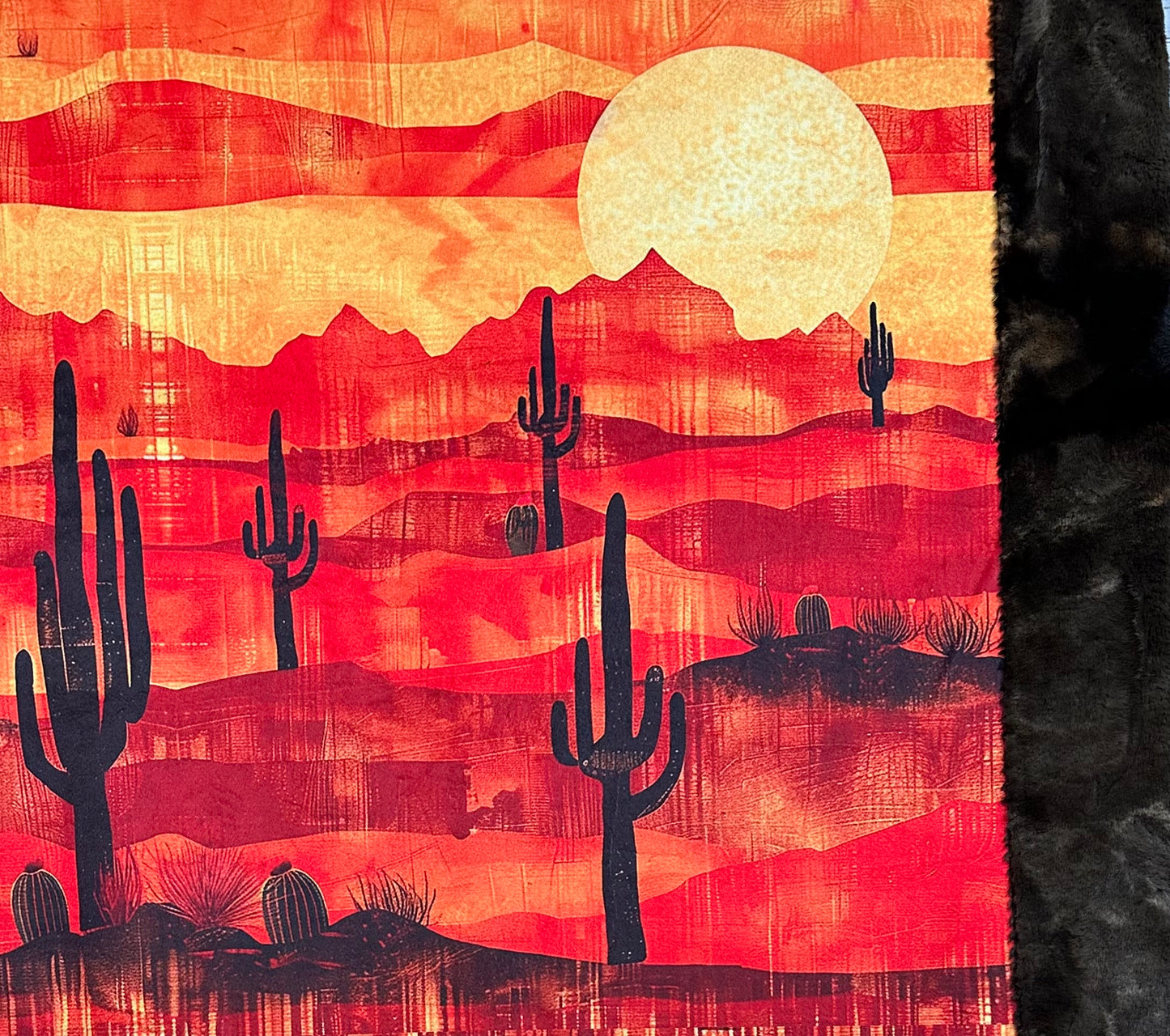 Arizona Landscape on Brown Luxe Large 54x79 Minky Blanket