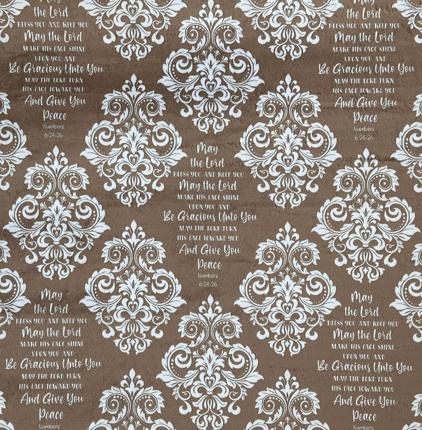 "May The Lord Bless You And Keep You" on Snowy Owl Luxe Large 55x79 Minky Blanket