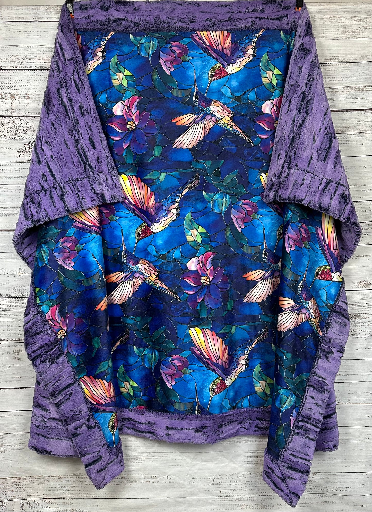 Hummingbirds on Jewel Luxe Large 55x79 Minky Blanket
