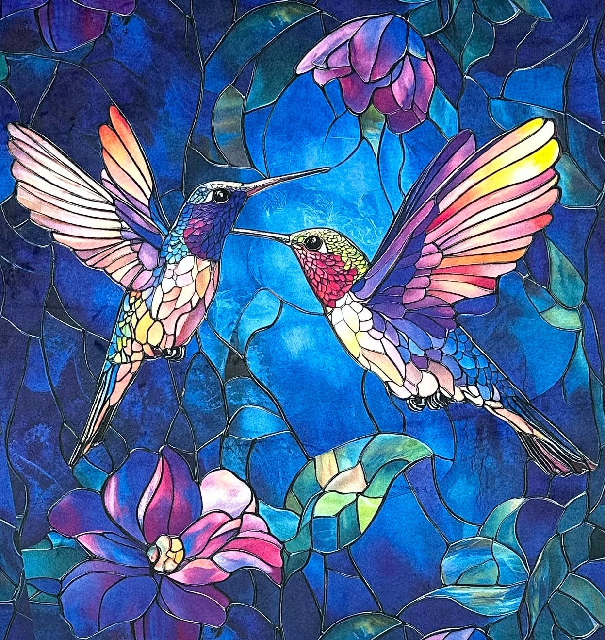 Hummingbirds on Jewel Luxe Large 55x79 Minky Blanket