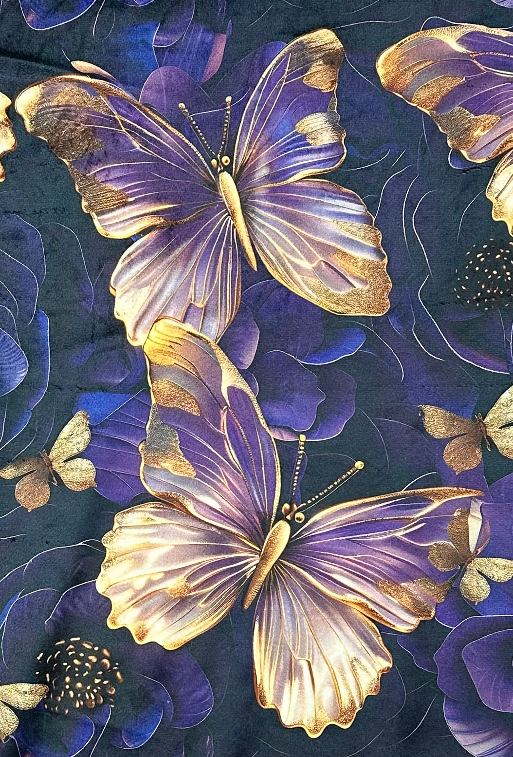 Butterflies on Grape Luxe Large 54x79 Minky Blanket