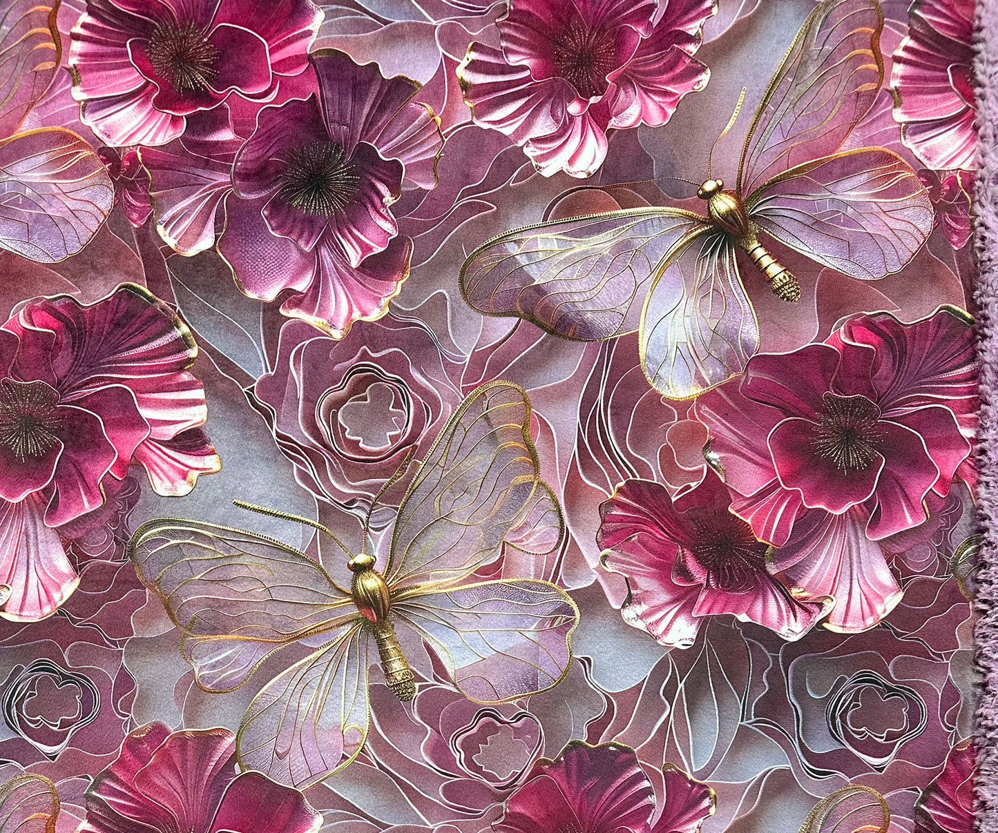 3D Butterflies on Crocus Luxe Large 54x79 Minky Blanket