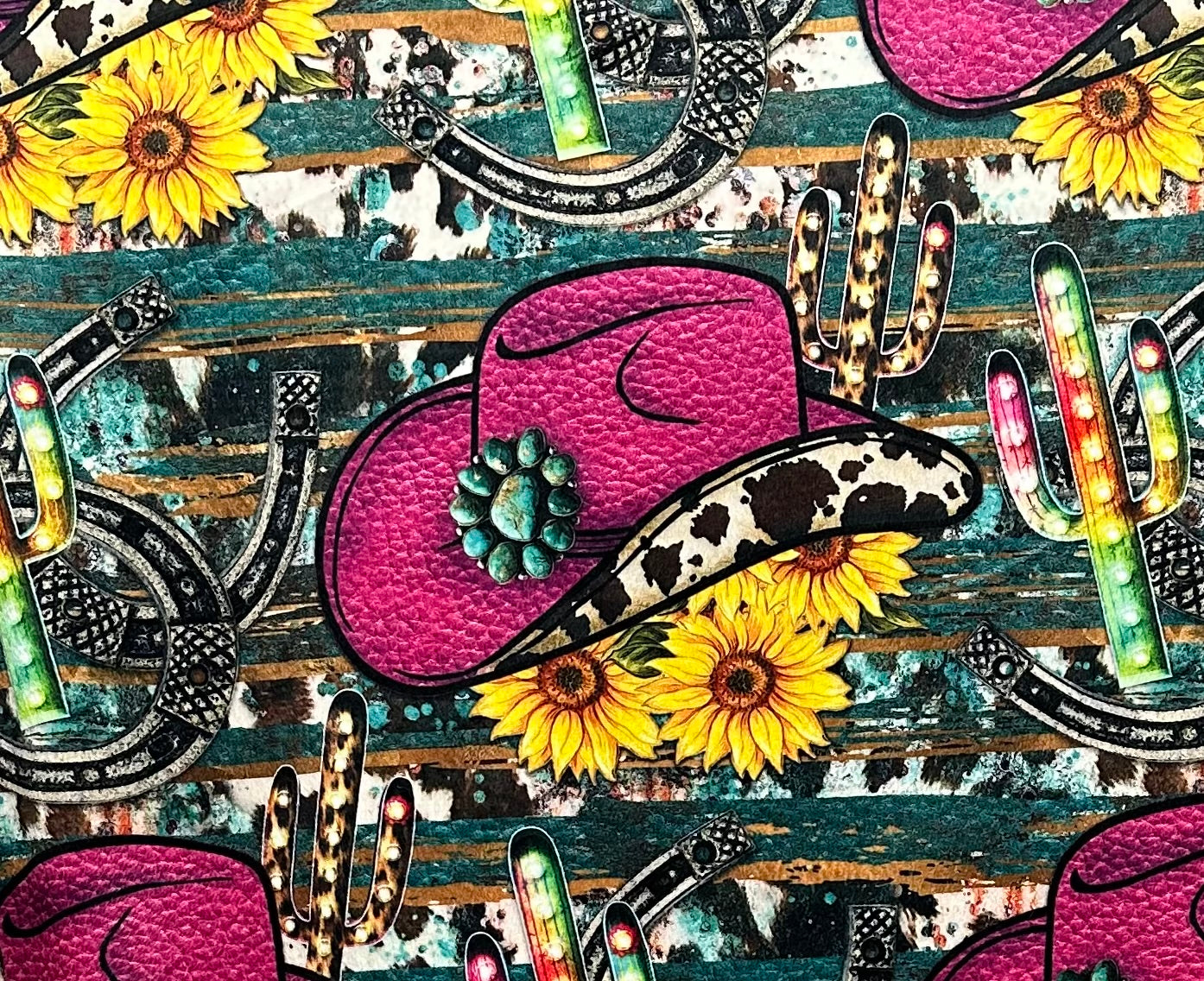 Cowgirl Pink Hat with Sunflower Cowhide on Pony Mudpie Luxe Large 55x79 Minky Blanket