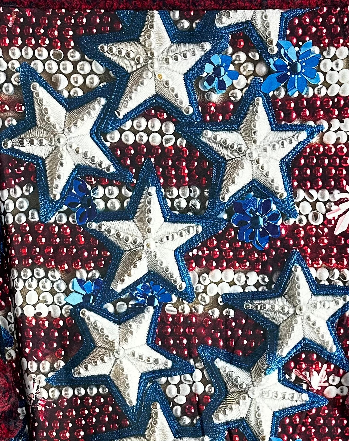 4th of July Stars on Red Luxe Large 55x79 Minky Blanket