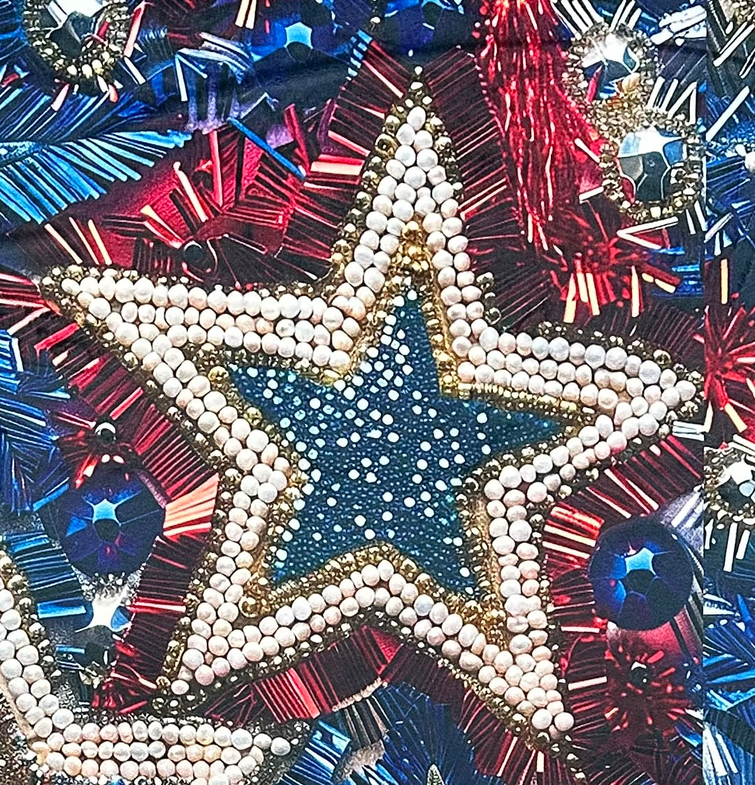 Glitter Stars on Red Luxe Large 55x79 Minky Blanket