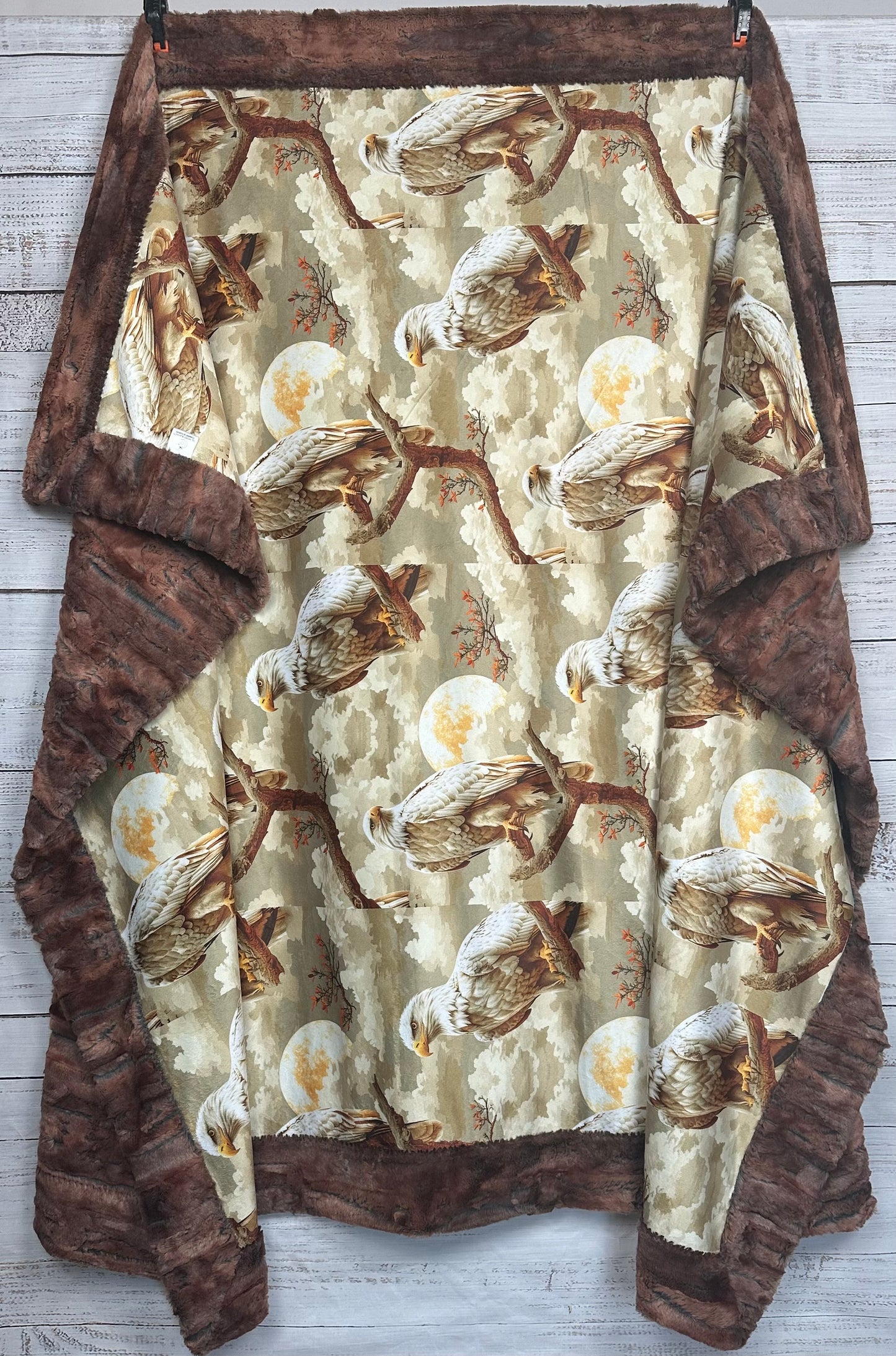 American Bald Eagle on Rusty Copper Luxe Large 57x79 Minky Blanket