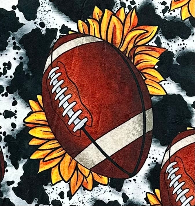 Football and Sunflowers on Golden Luxe Large 55x79 Minky Blanket