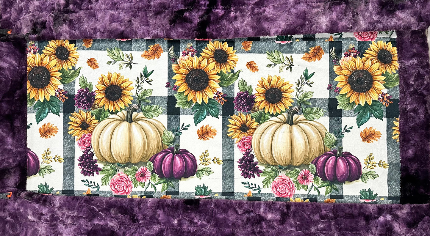 Fall Pumpkin Patch on Plum Luxe Large 55x79 Minky Blanket