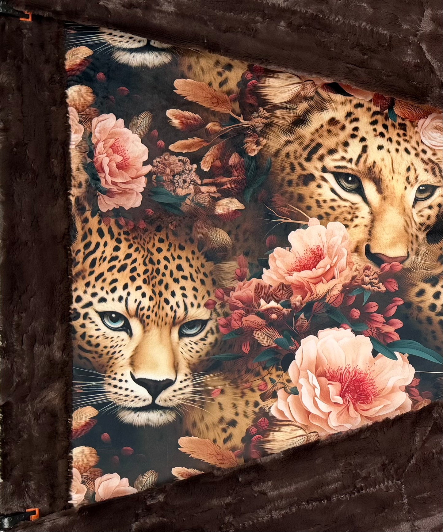 Leopard on Brown Luxe Large 56x79 Minky Blanket