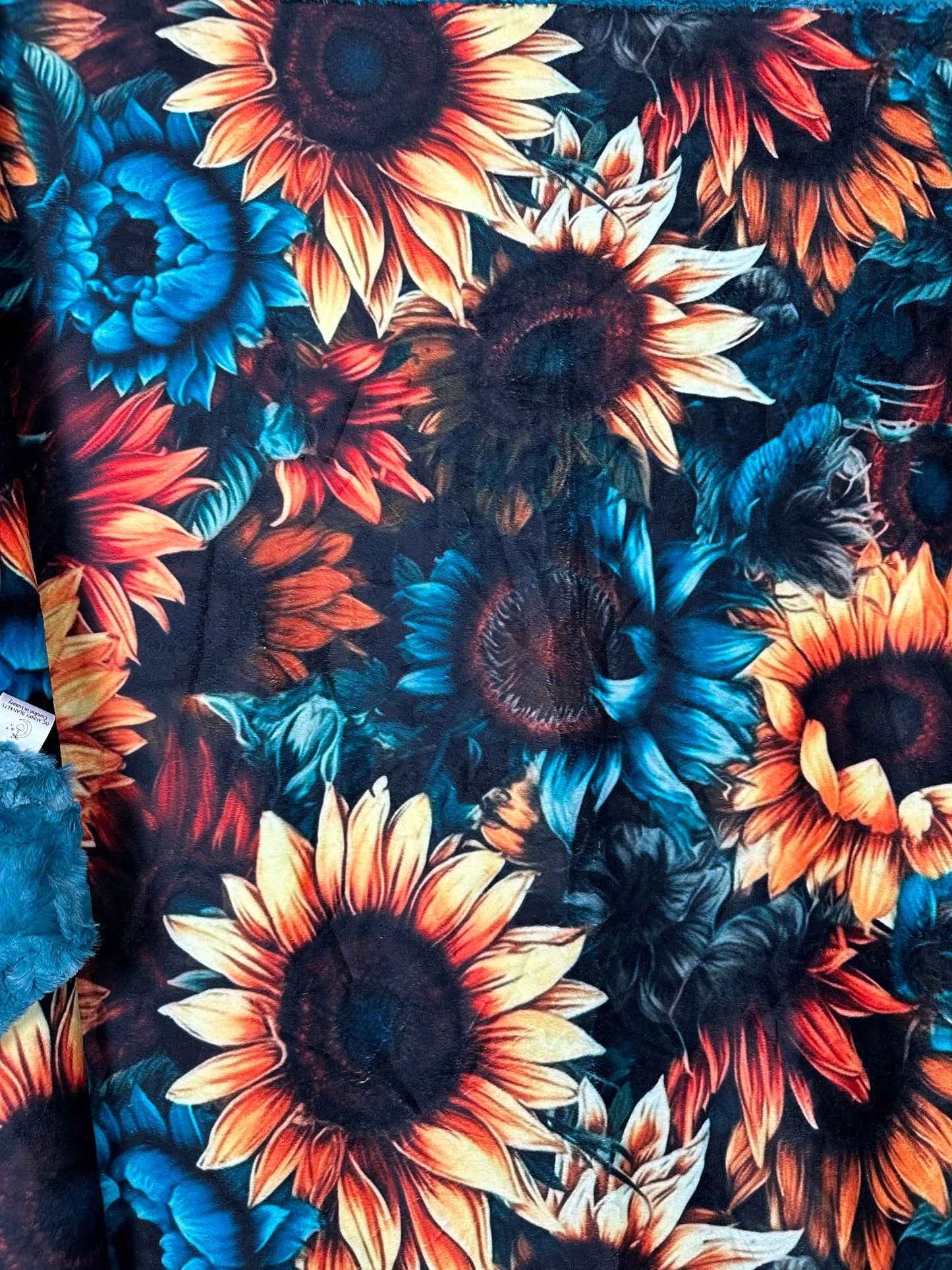 Sunflowers on Galaxy Luxe 55x79 Large Minky Blanket