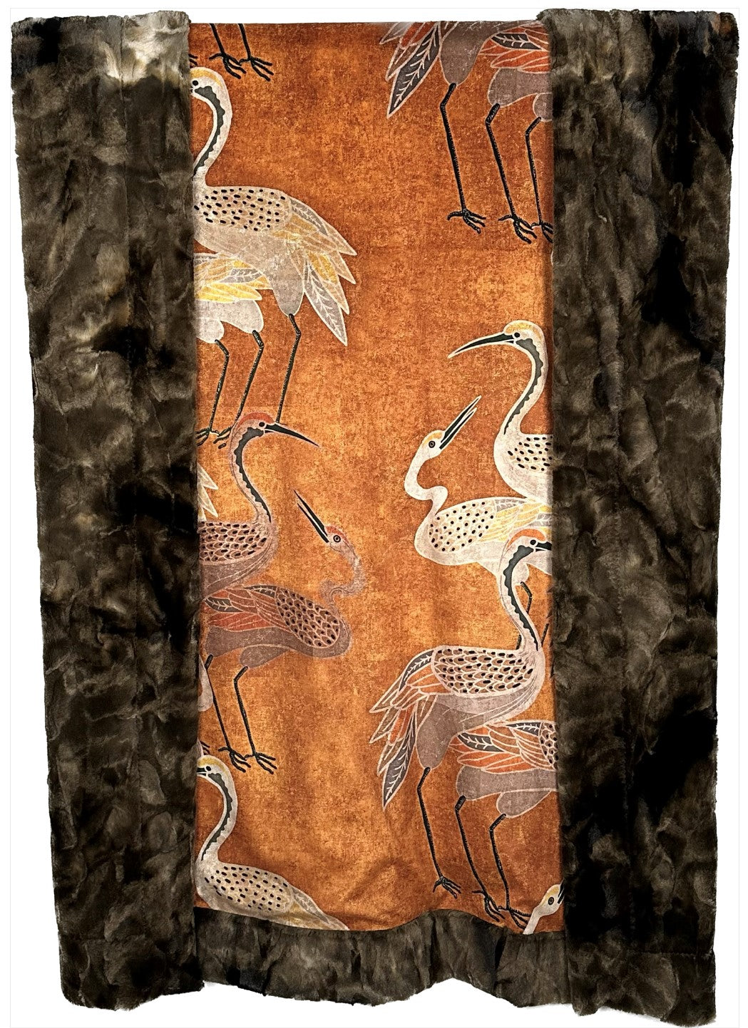 Cranes Golden Hour Festival on Brown Rabbit Tye-Dye Adult Size Blanket 54x77 Spoonflower Quality