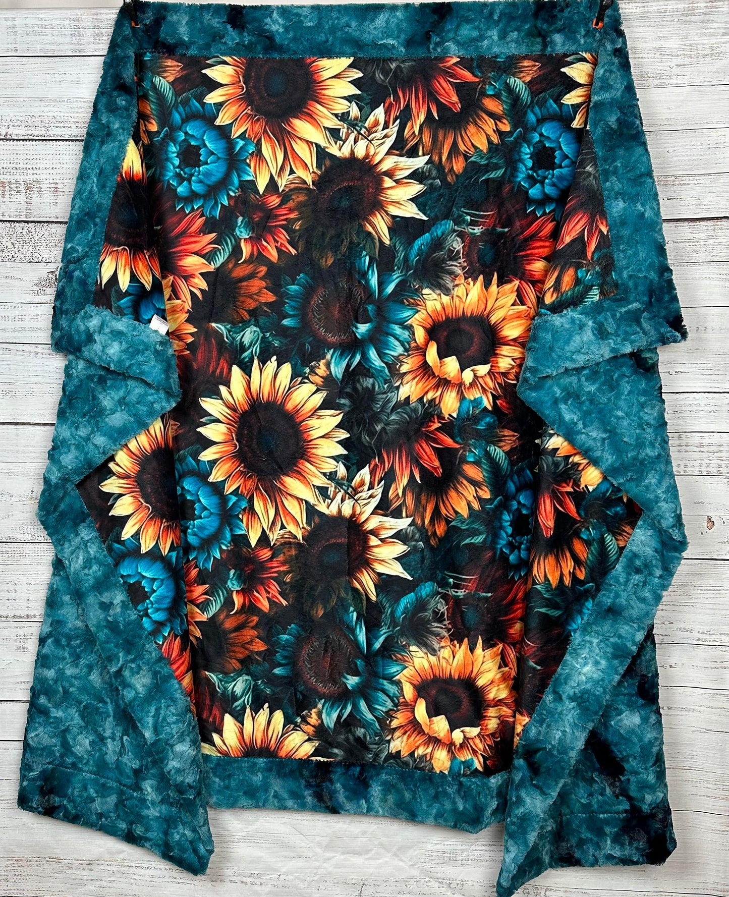 Sunflowers on Galaxy Luxe 55x79 Large Minky Blanket