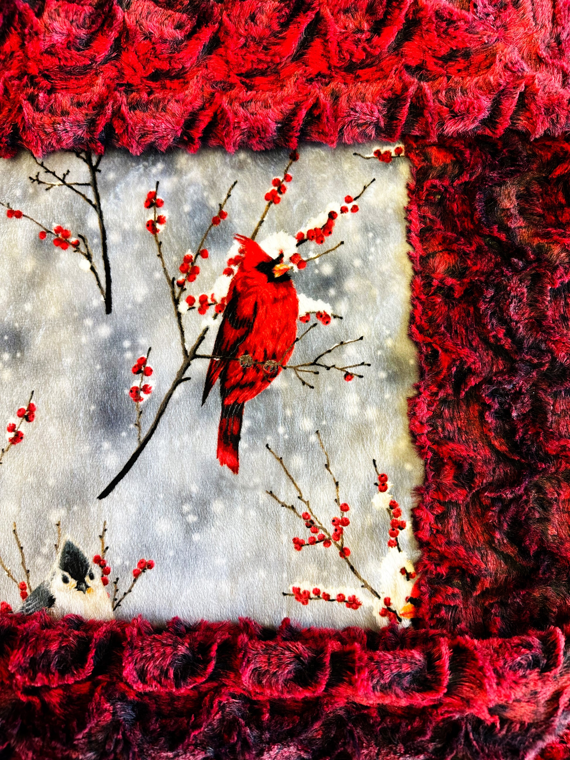 Cardinal Sparrow on Paloma Rocker Adult Large Blanket - Handcrafted Excellence - 55x75