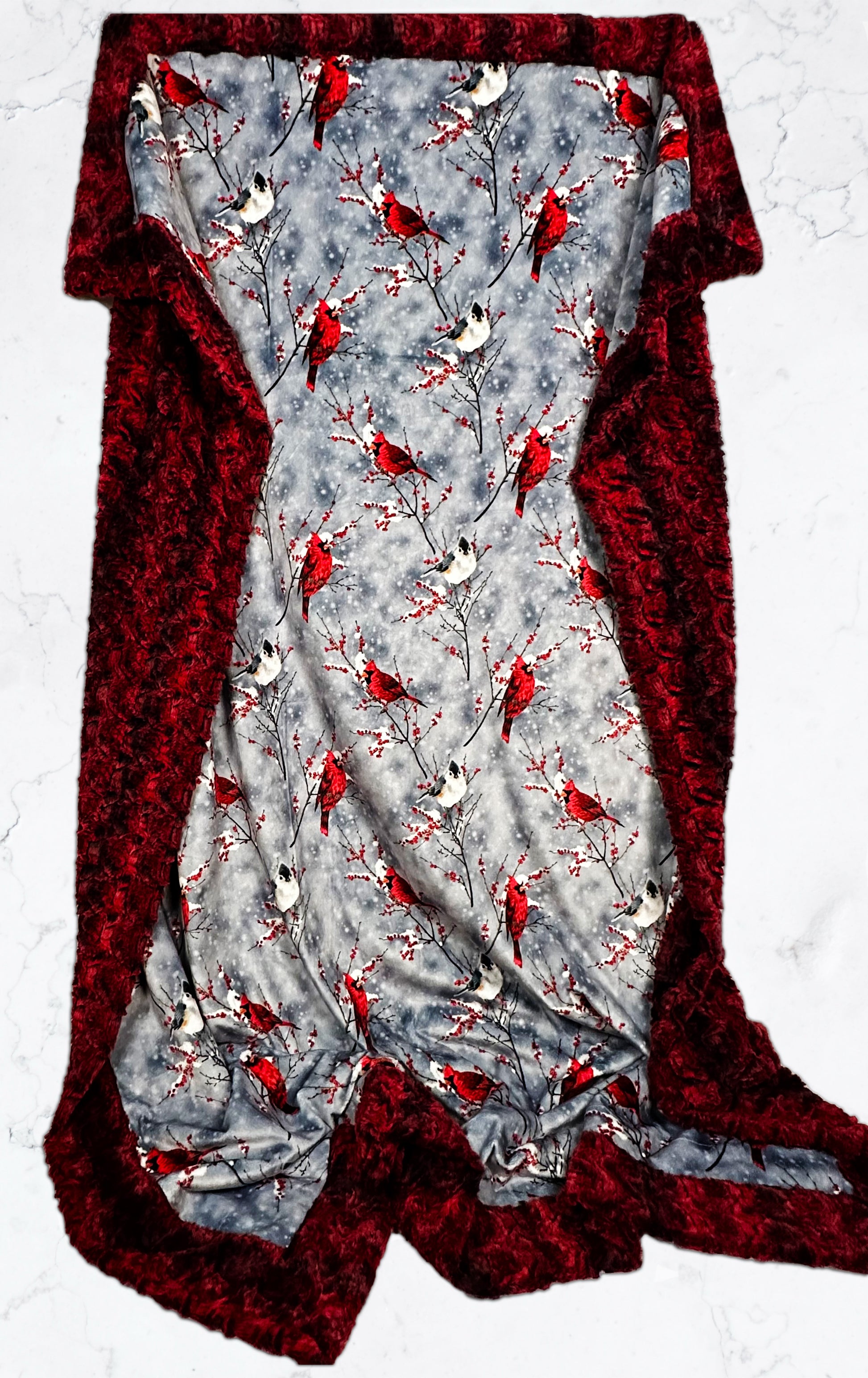 Cardinal Sparrow on Paloma Rocker Adult Large Blanket - Vibrant Colors - 55x75