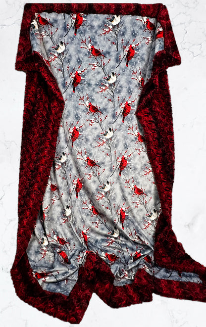 Cardinal Sparrow on Paloma Rocker Adult Large Blanket - Vibrant Colors - 55x75
