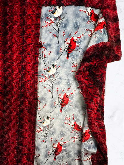 Cardinal Sparrow on Paloma Rocker Adult Large Blanket - Serene Nature Scene - 55x75