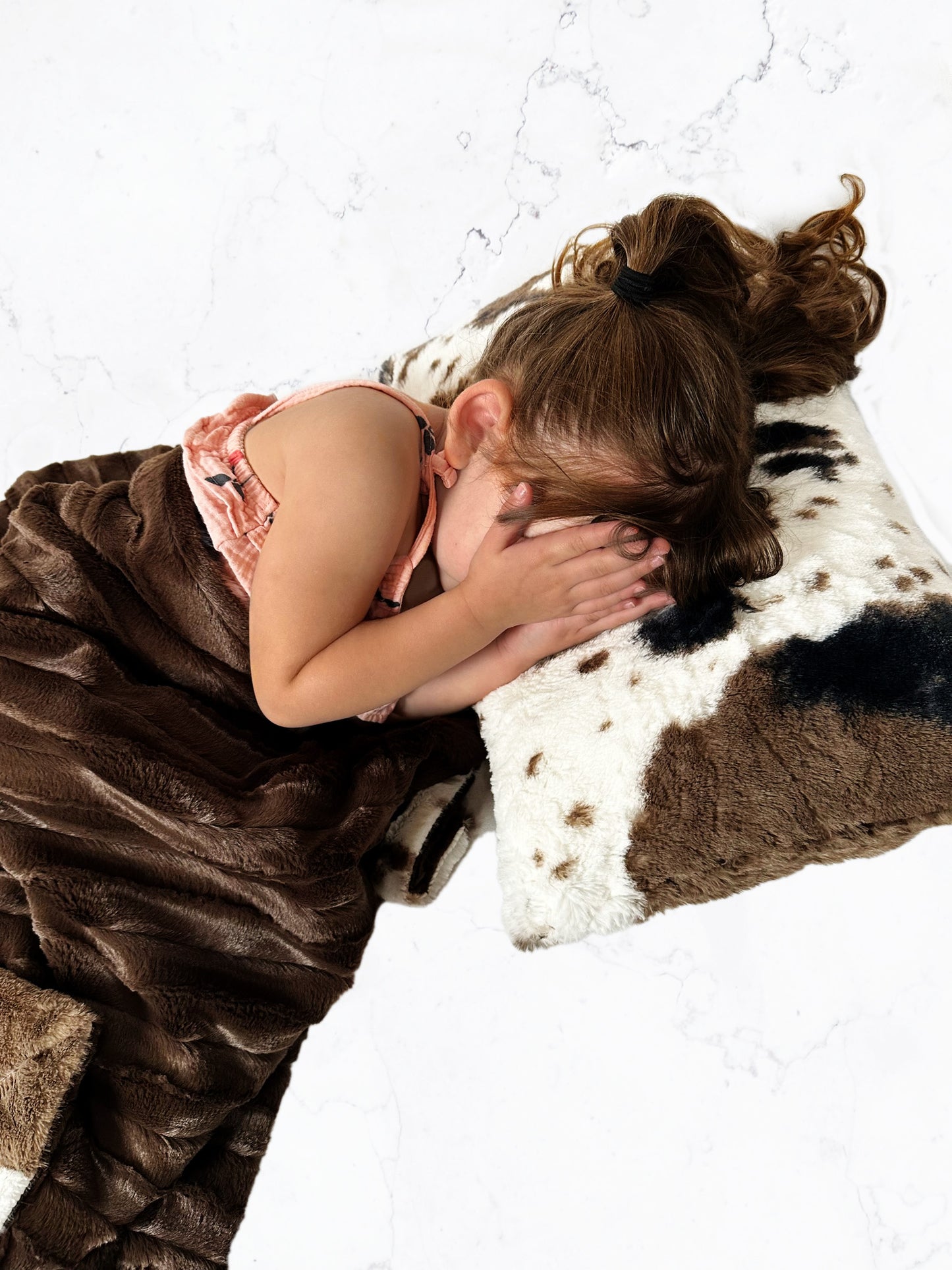 Pony Mud Pie on Brown Chinchilla Double Minky Toddler/Travel Blanket 44x60 With Pillowcase 12x20